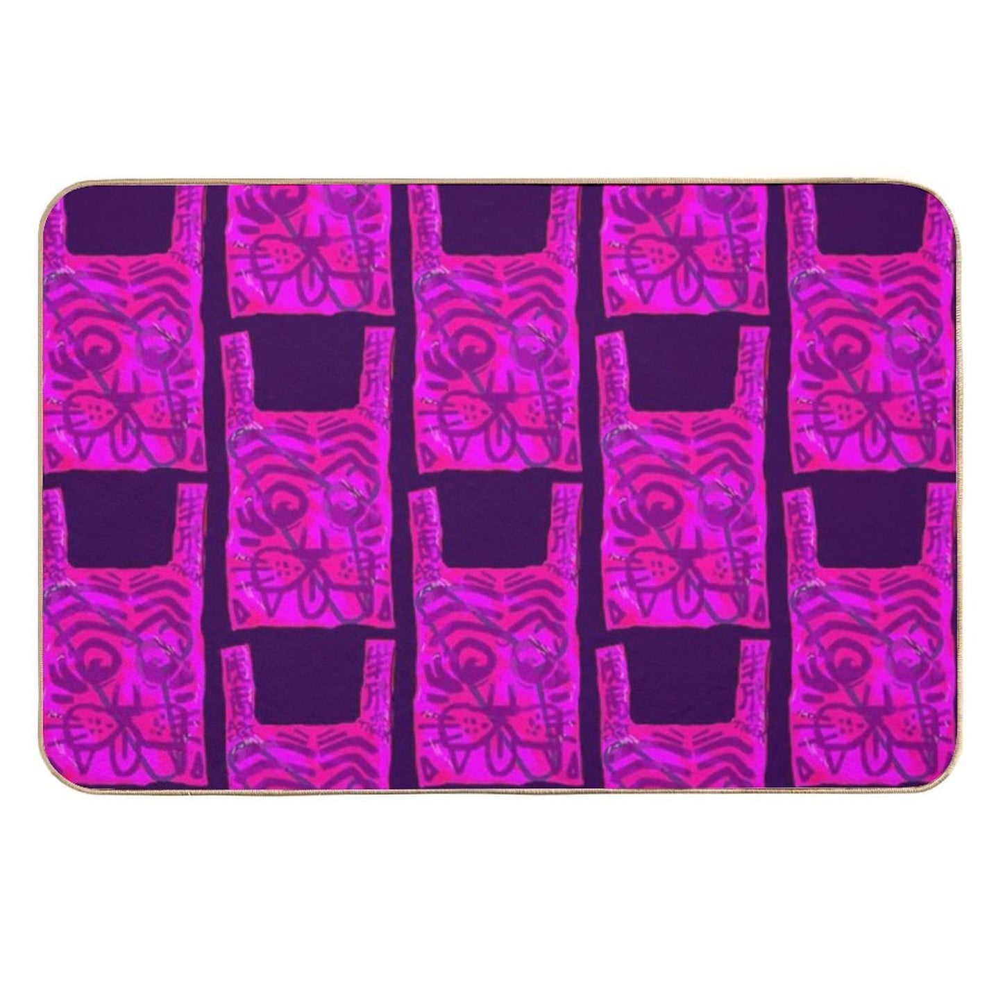 Pink Designer Plastic Bag Fade-Resistant Bath Mat