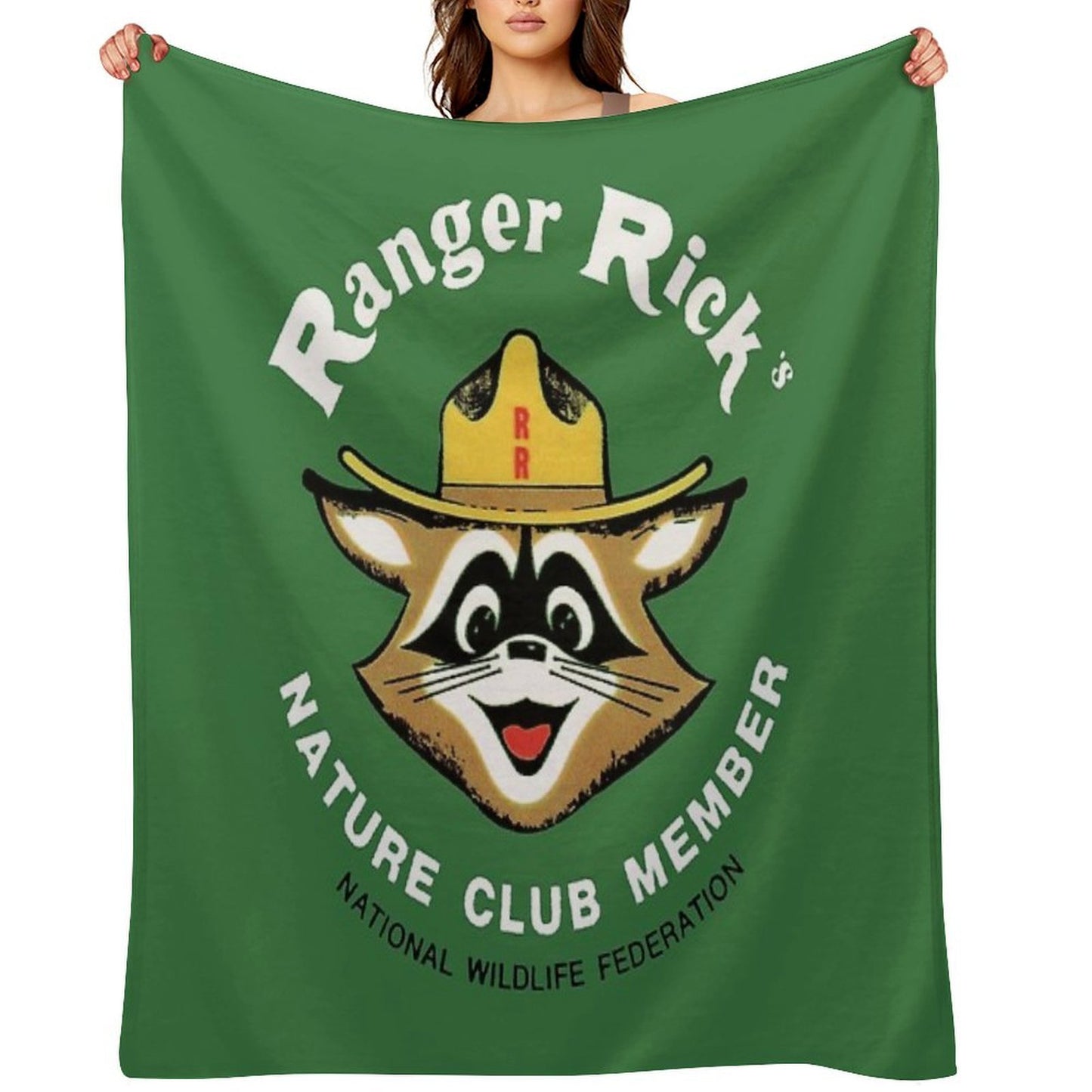 Ranger Rick's Nature Club Vintage Member Badge Plush Throw Blanket