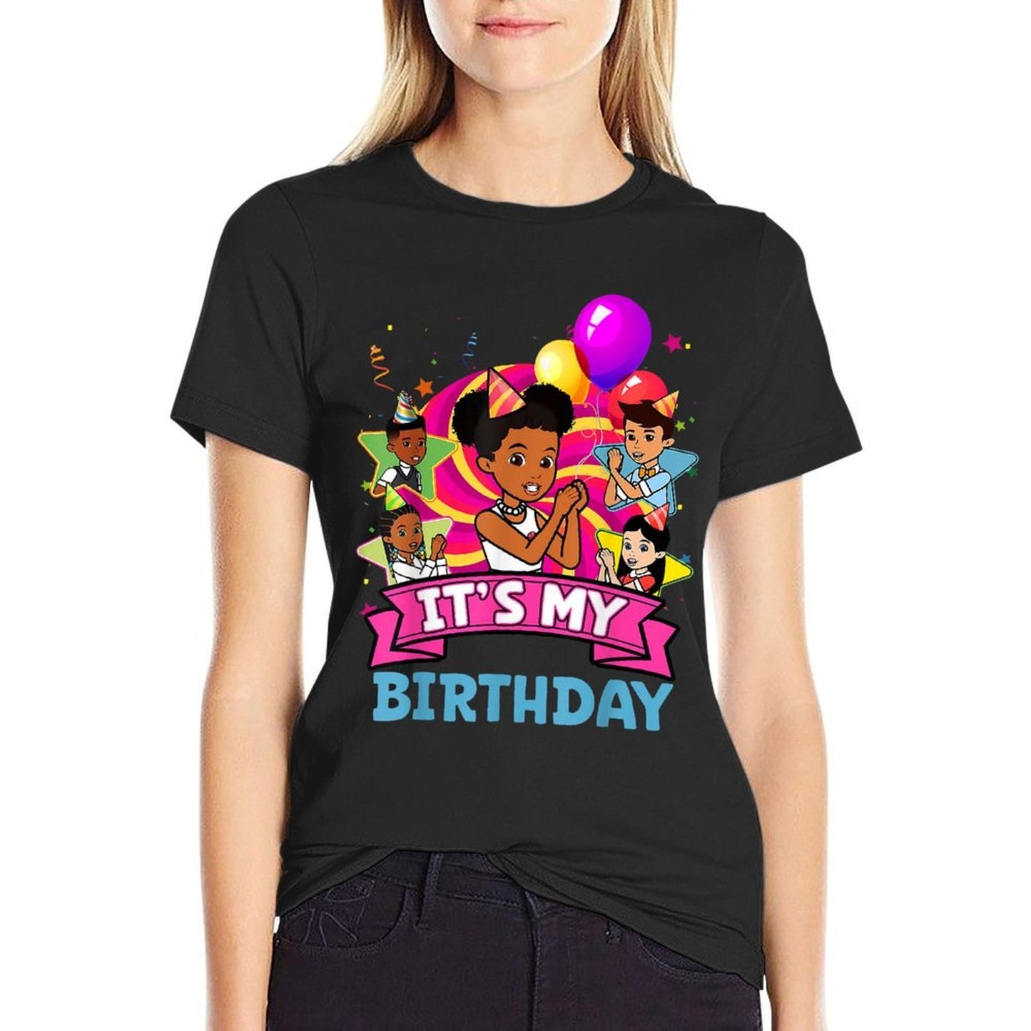 Its My Birthday Girl Party Pink Doll Family Decorations Slim-fit Cut T-Shirt