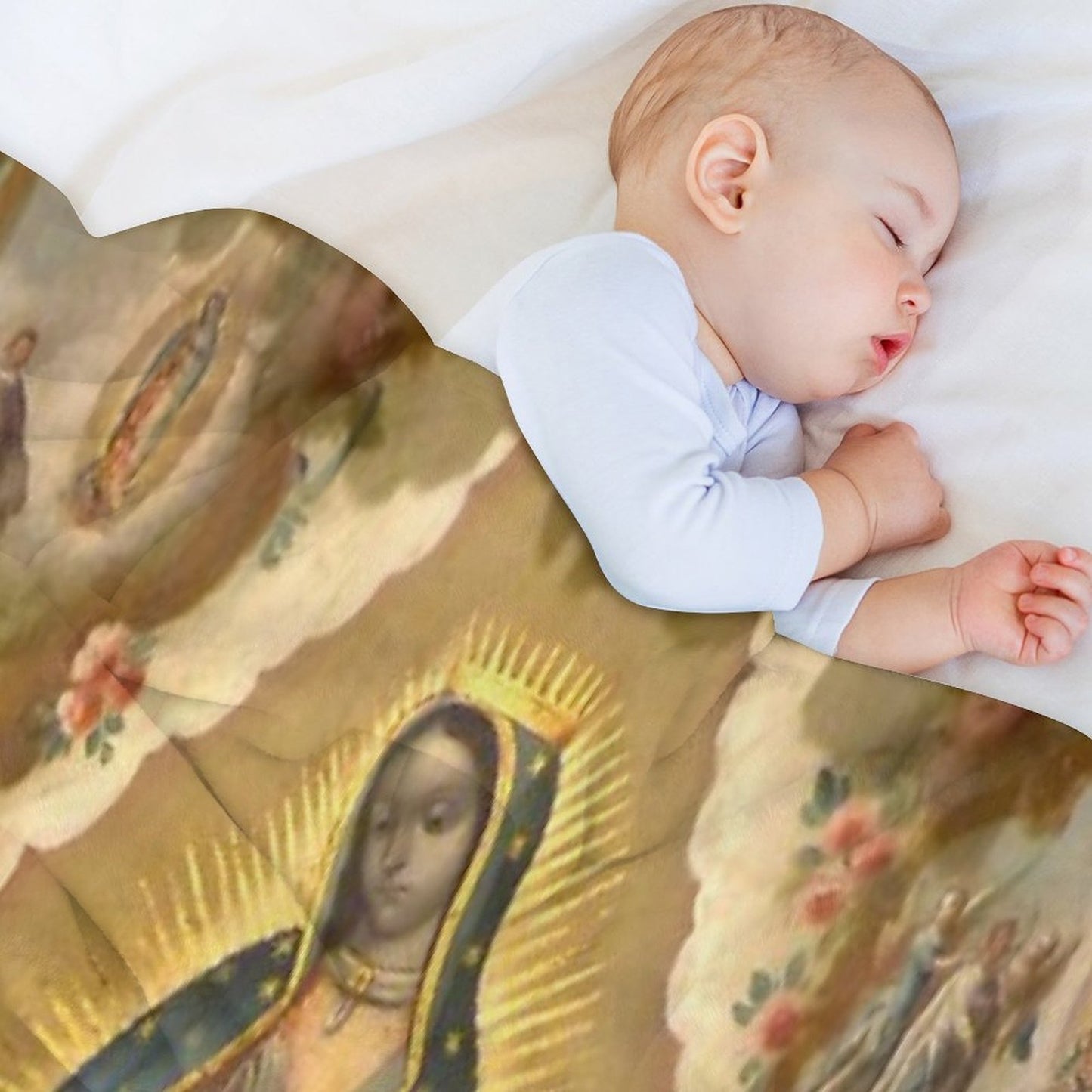 Virgin of Guadalupe with The Four Apparitions by Juan De Sáenz Quick-dry Throw Blanket
