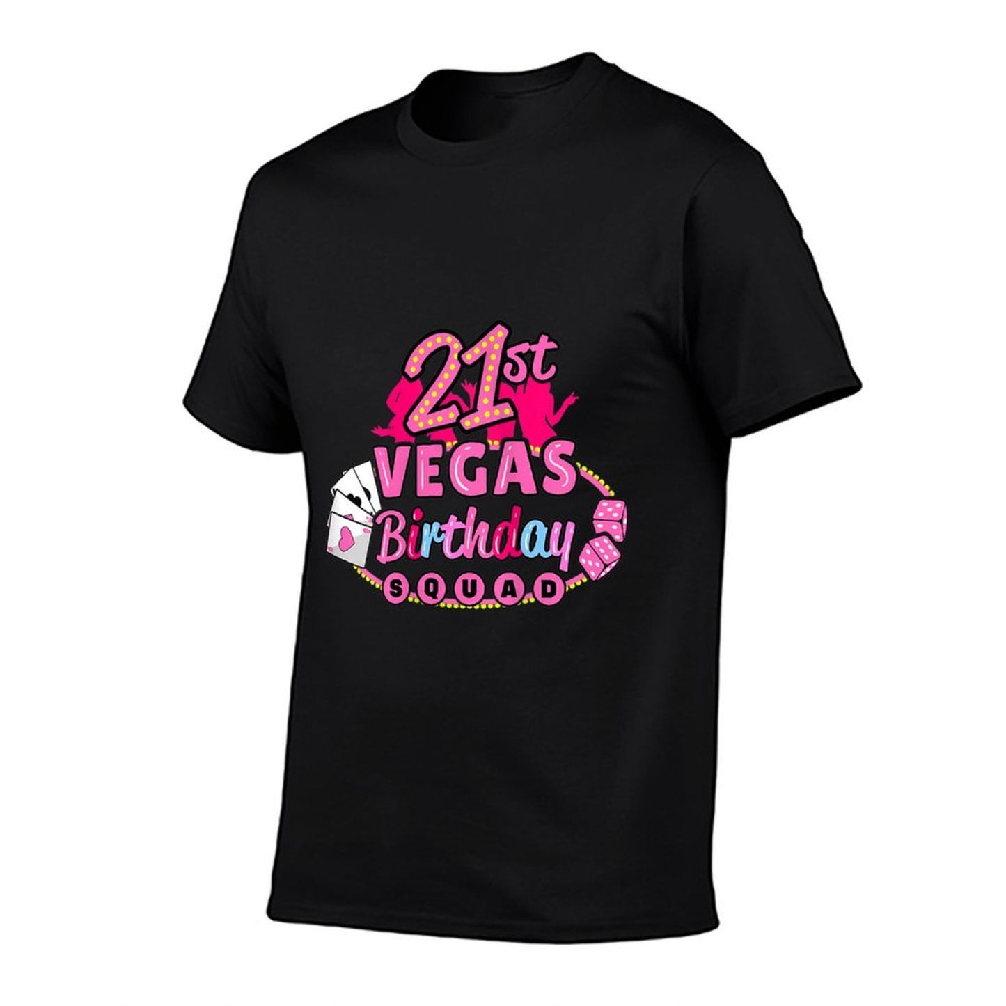 Womens Las Vegas Birthday Squad Girls 21st Birthday Rolled Sleeves T-Shirt