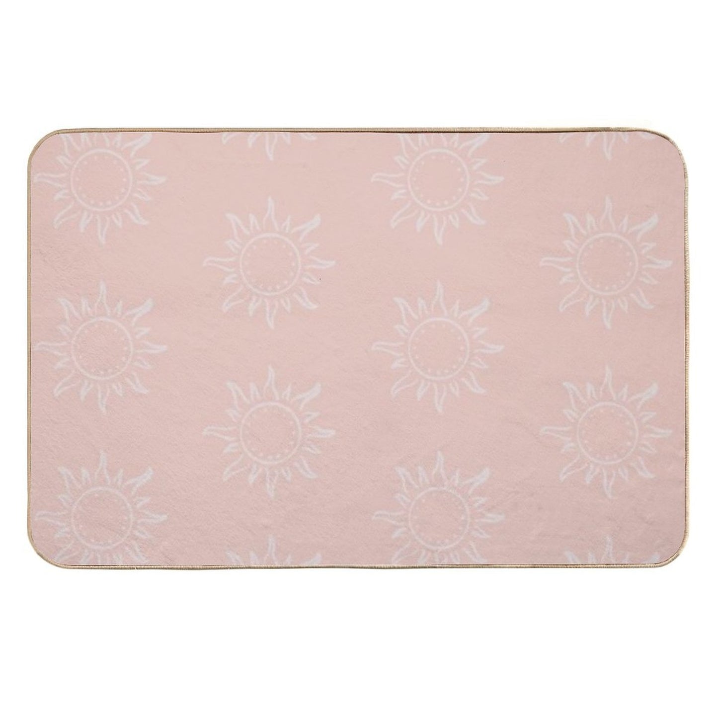 Cute Boho Sun Pattern Bohemian Aesthetic In Muted Colors Coral Pink Anti-Trip Bath Mat