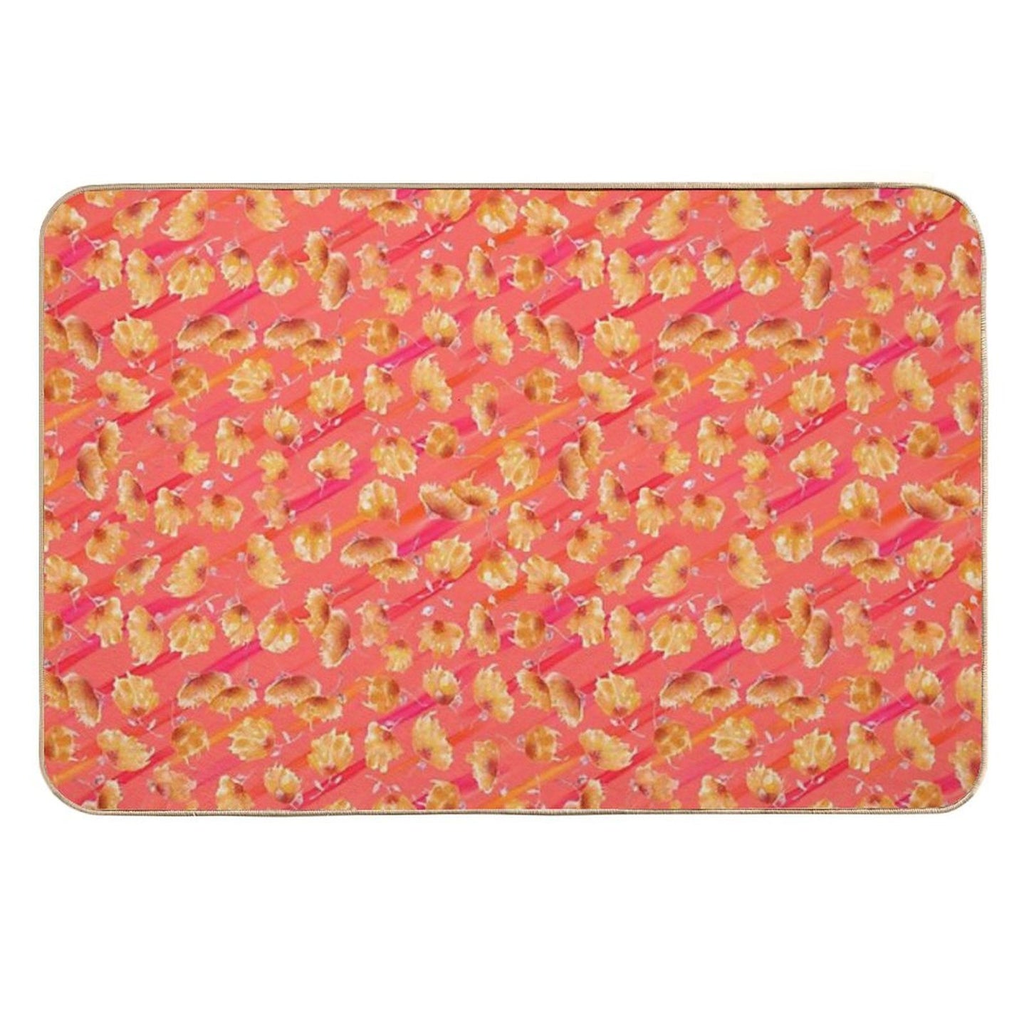 Watercolor Painted Flowers with Diagonal Accents – My Garden, My Rules, My Bloom Versatile Bath Mat