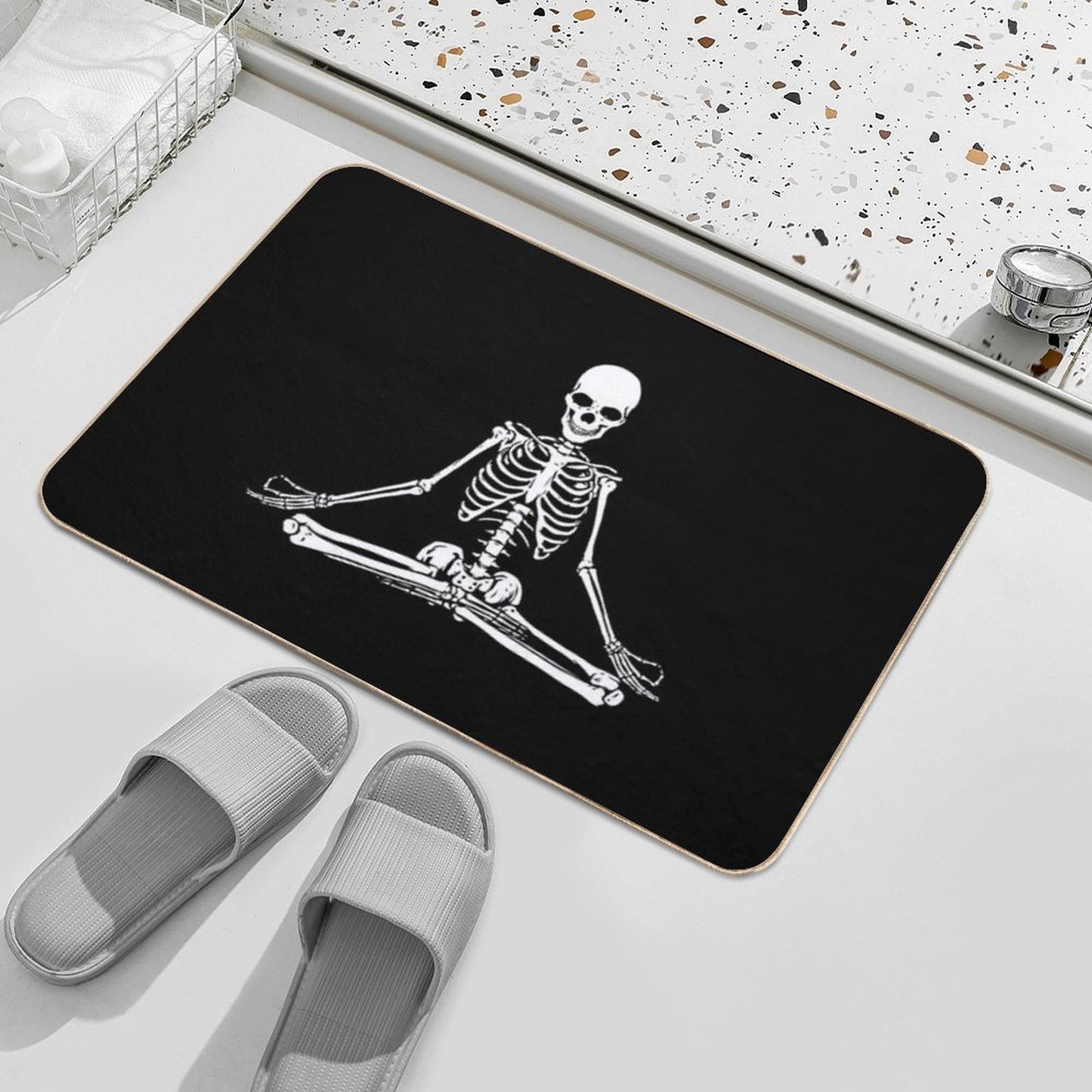 Meditating Skeleton Pet-Safe Bath Mat