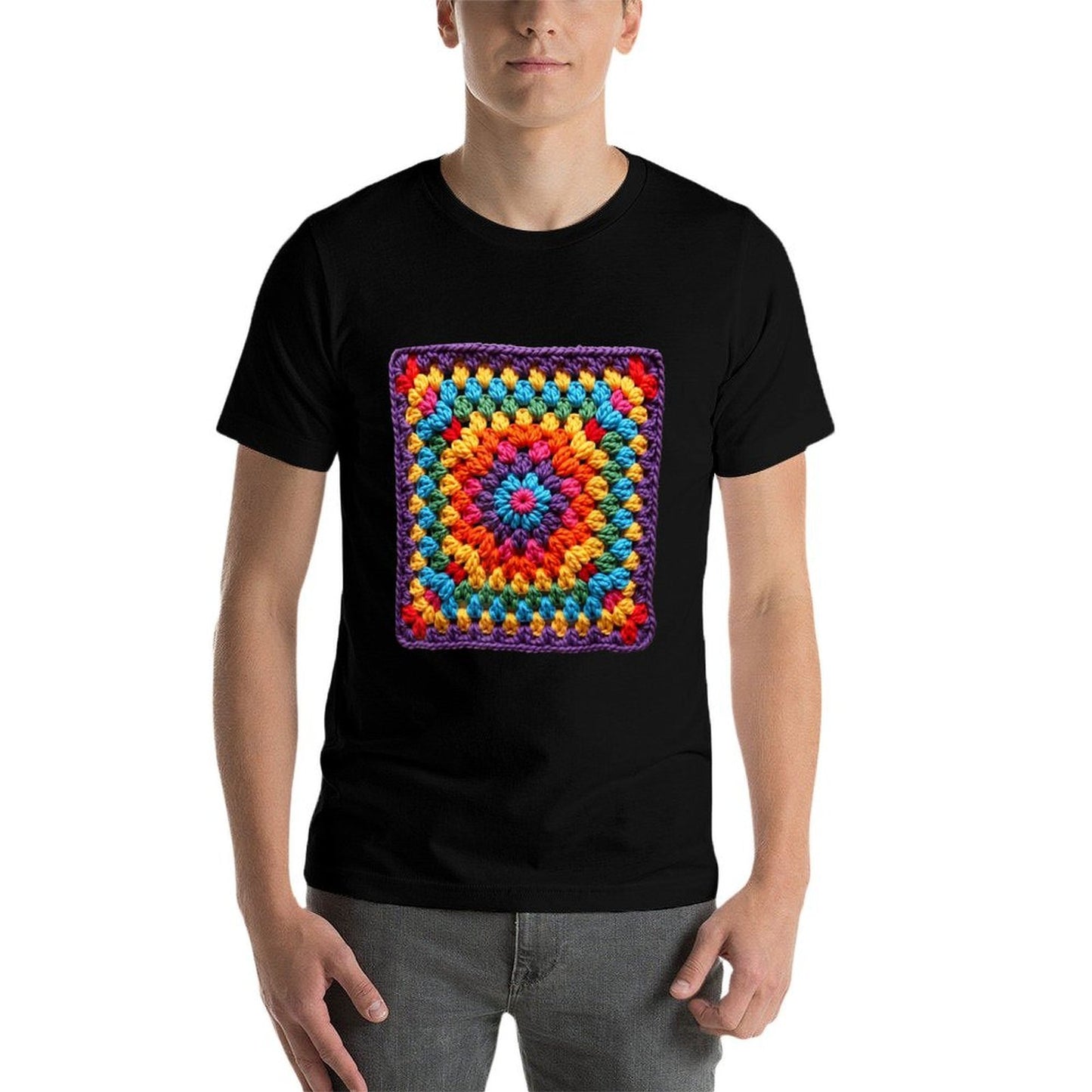 Granny Square Crochet Pattern Seventies Retro Affordable Price T-Shirt