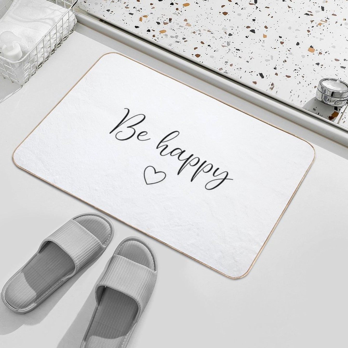 Be Happy - Artwork Fade-Resistant Bath Mat