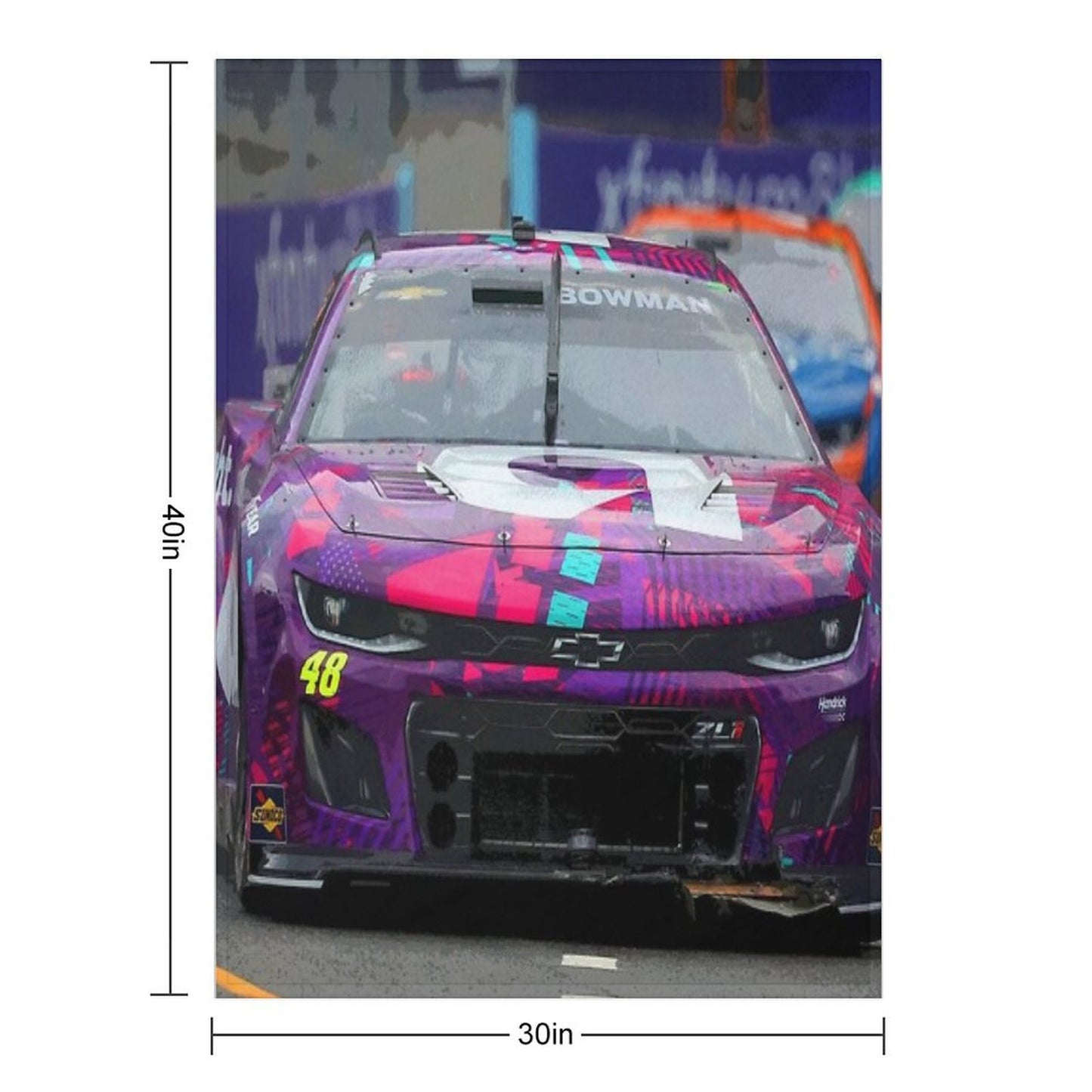 Alex Bowman Racing on The Chicago Street Course 2024 Abstract Easy Care Throw Blanket