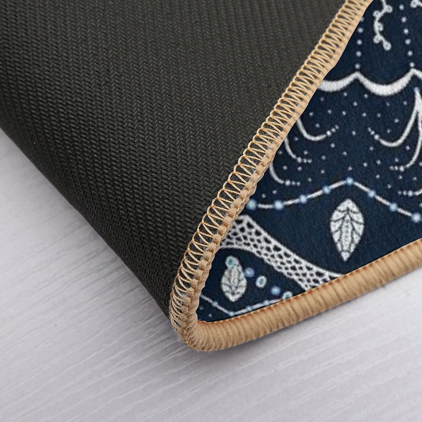 Black White Blue Mandala High-Traffic Bath Mat
