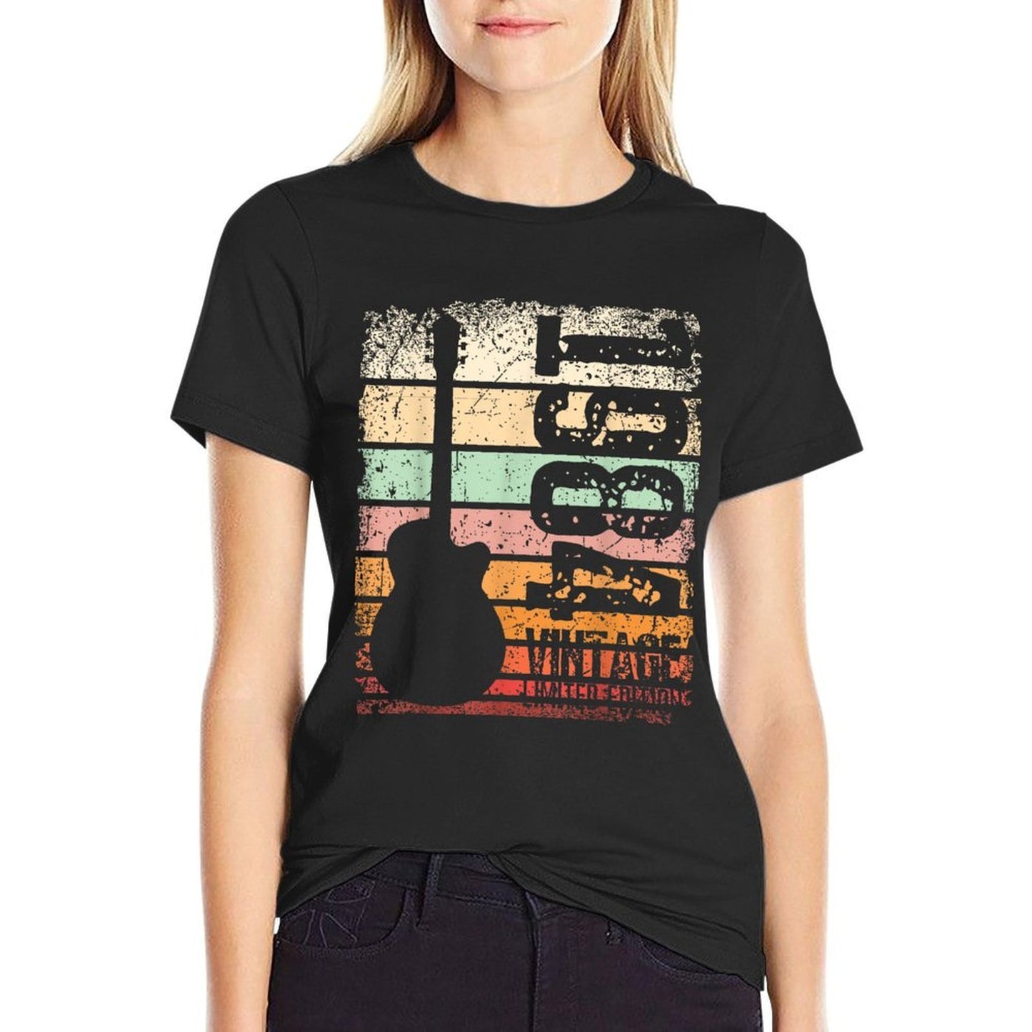 Vintage 40 Year Old 1984 40th Birthday Gifts Guitar Lover Oversized Silhouette T-Shirt