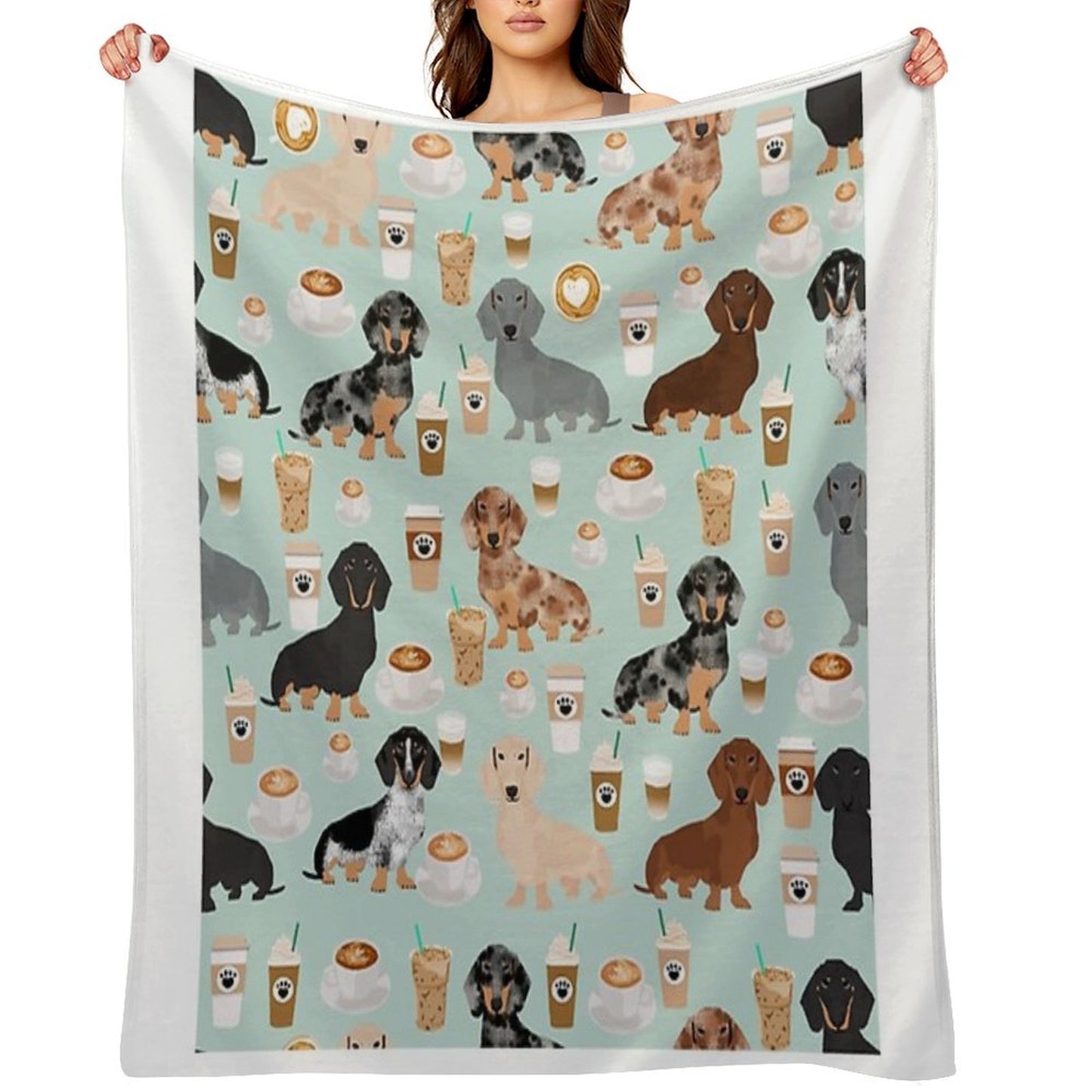 Dachshund Dog Cartoon Funny Lunch Comfort Throw Blanket