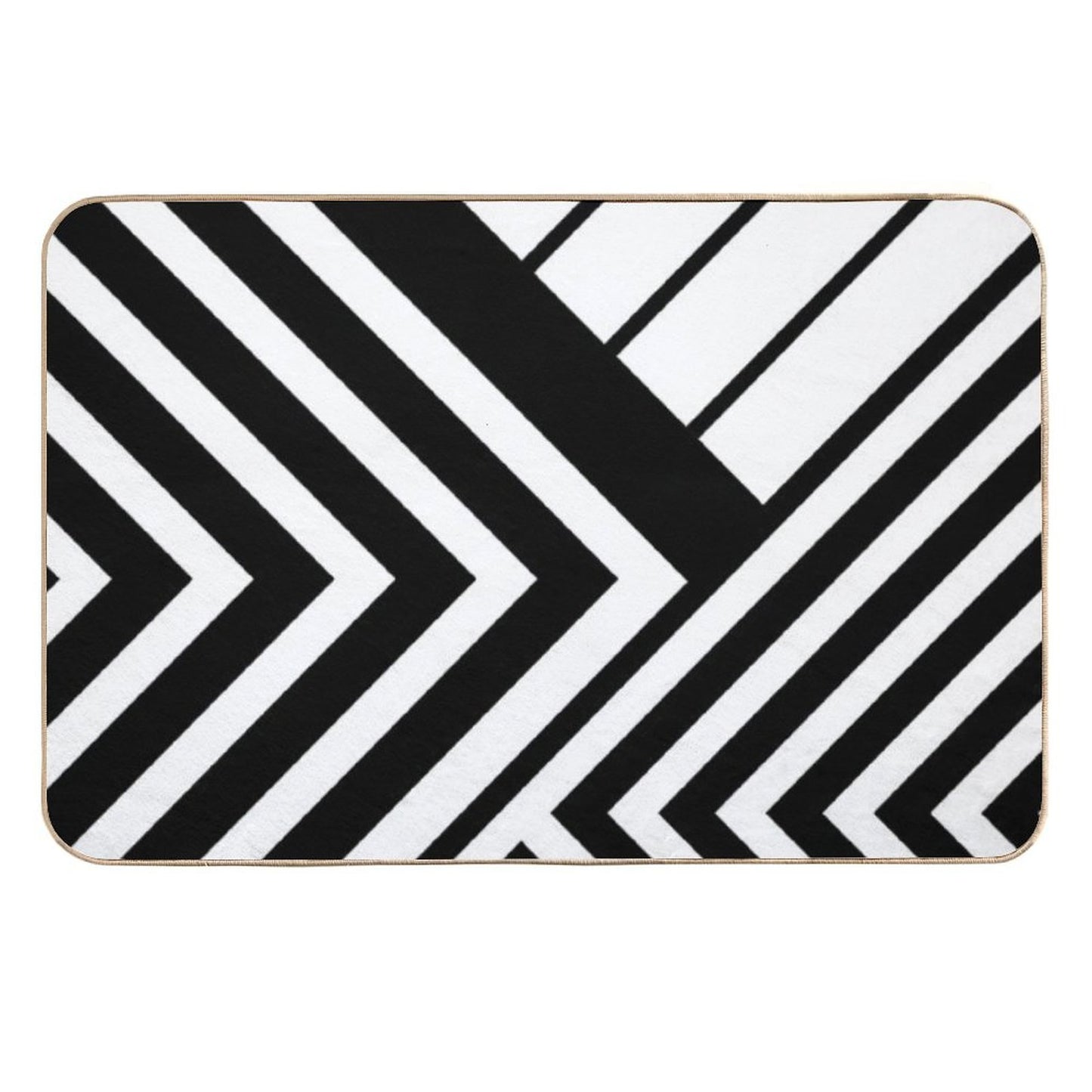 Black And White Geometric Lines Slip-Resistant Bath Mat