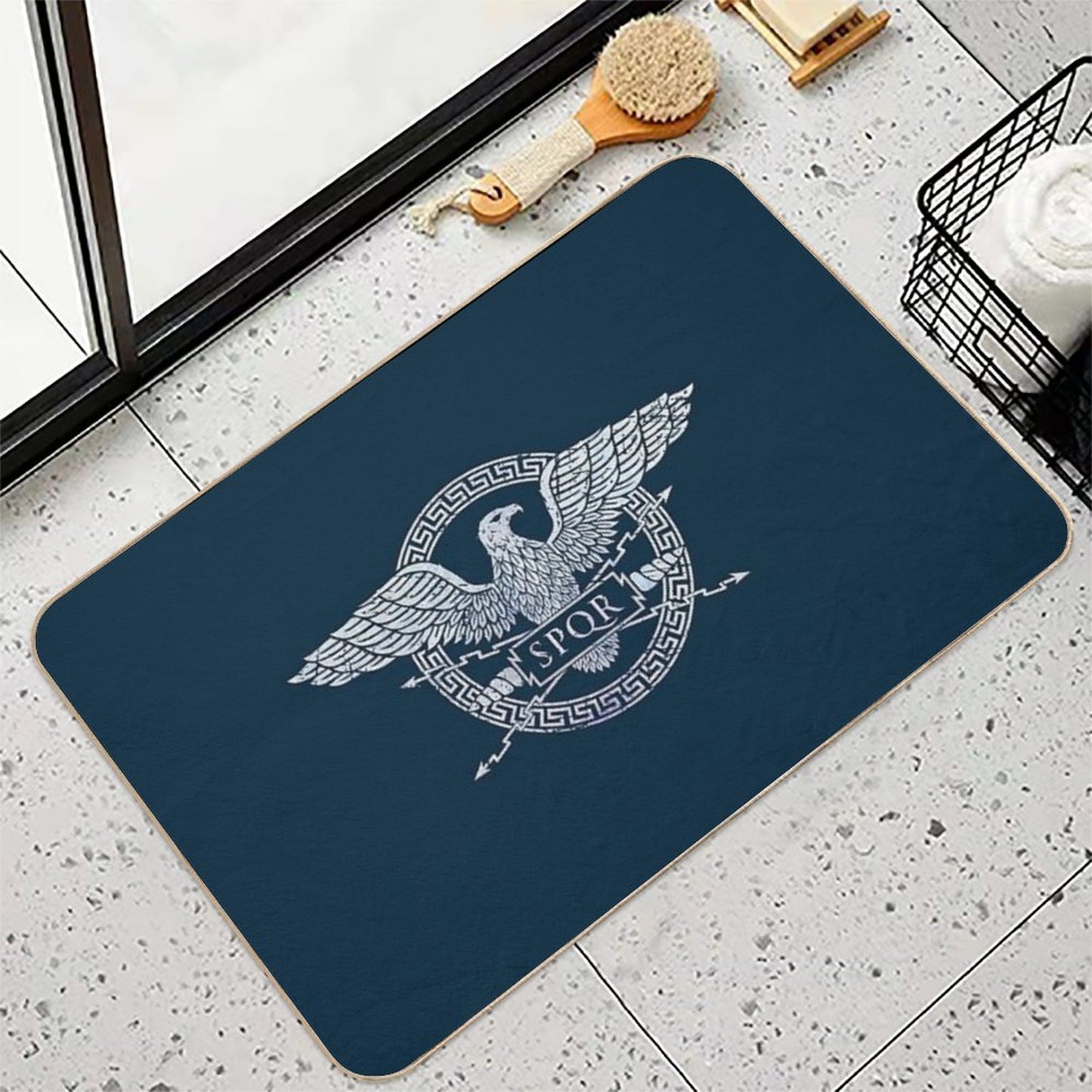 SPQR Roman Empire Eagle Emblem - Vintage White Odorless Bath Mat