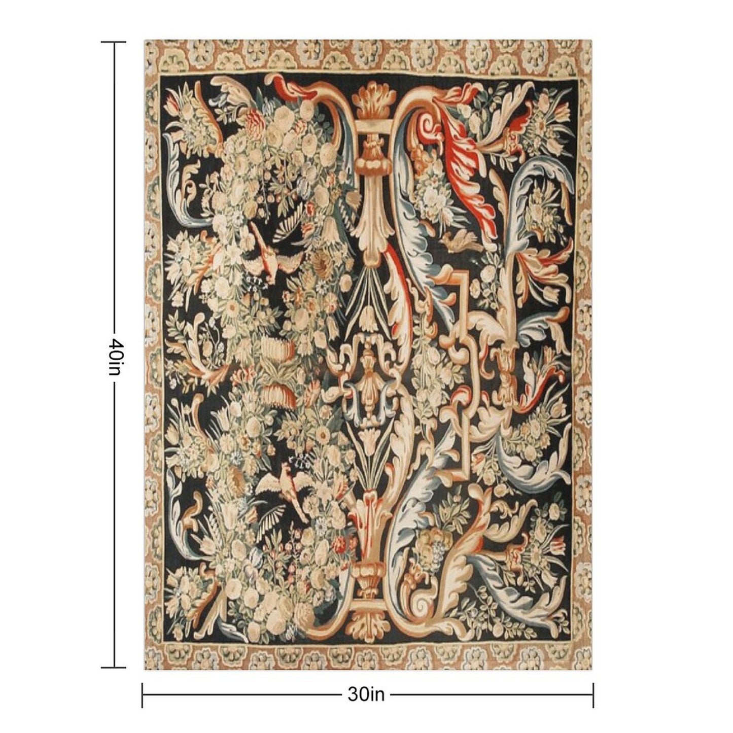 Antique French Gobelins Aubusson Tapestry Print Anti-pilling Throw Blanket