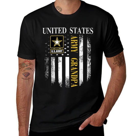 Vintage United States Army Grandpa With American Gift  High-quality Stitching T-Shirt