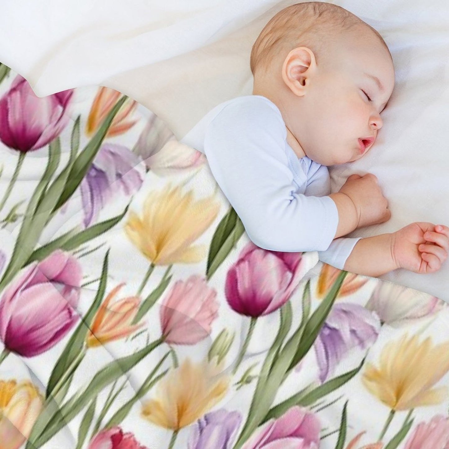 Colourful Tulips Sustainable Throw Blanket