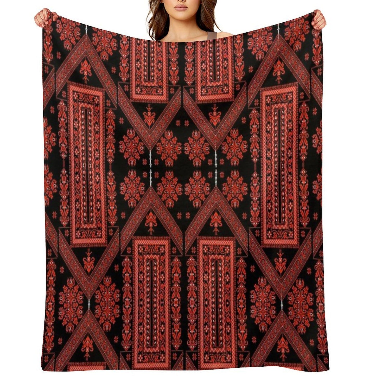 Palestinian Embroidery Boxes Velvety-soft Throw Blanket