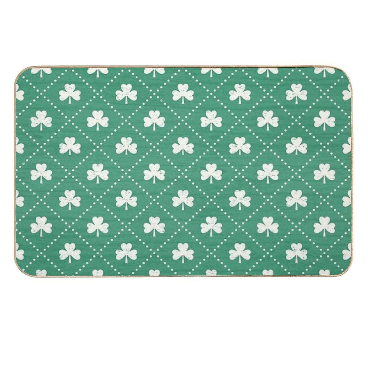Shamrock On! - Emerald Green Background Repositionable Bath Mat