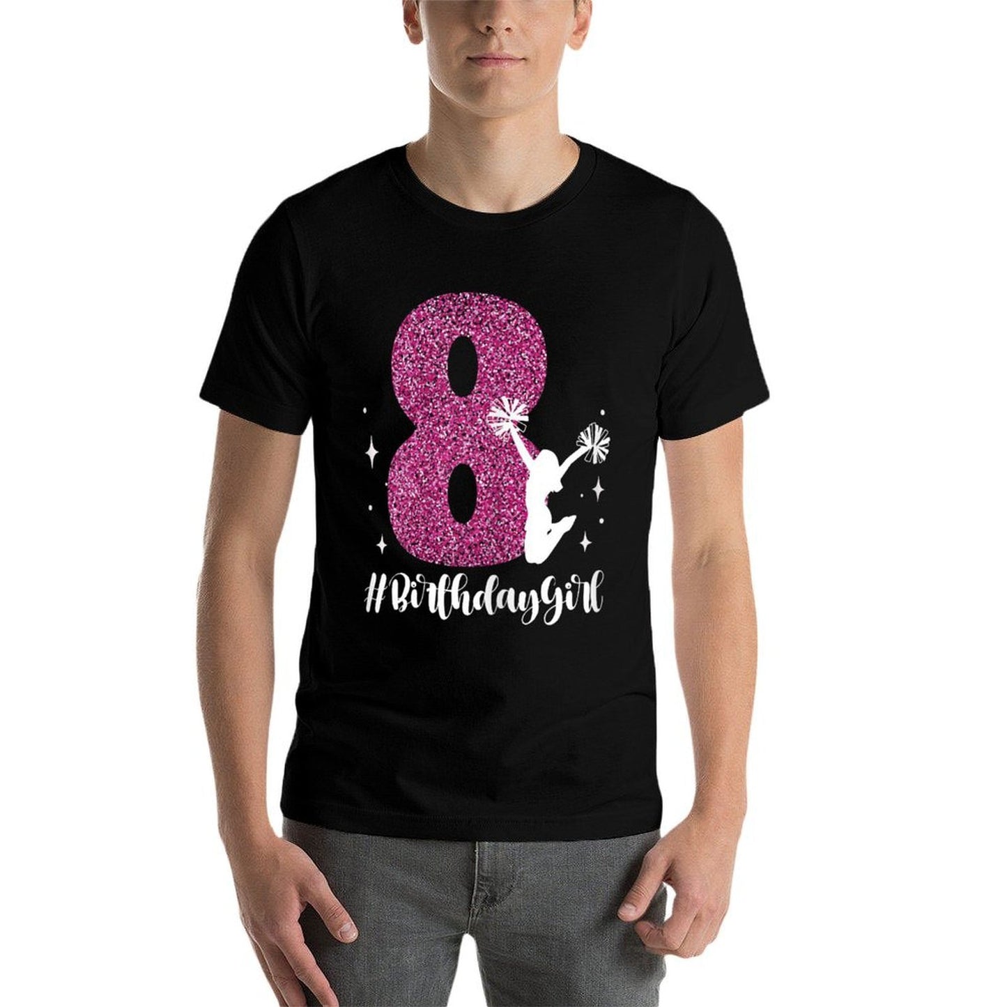 8th Birthday Cheerleader Girl 8 Years Old Cheerleading Soft T-Shirt