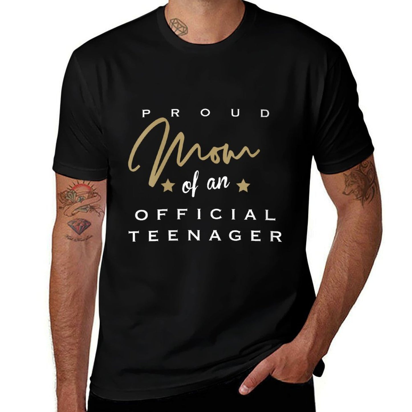 Womens Proud Mom of A Officialnager Rolled Sleeves T-Shirt