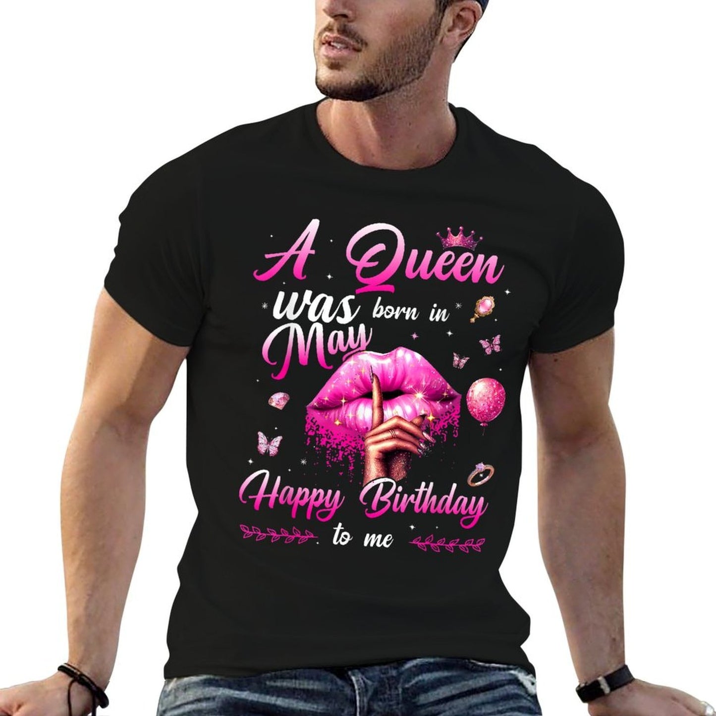 Womens Girl A Queen Was Born In May Happy Birthday To Me  Soft T-Shirt