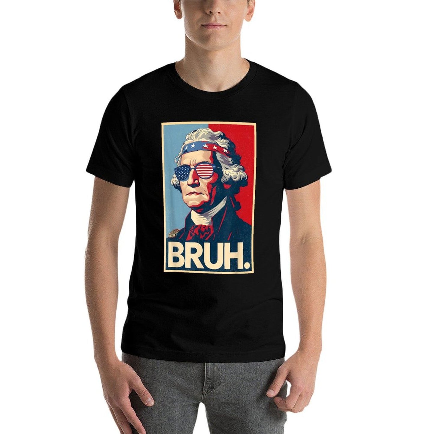 4th Of July 2025 George Washington Bruh. Meme Patriotic Slim-fit Cut T-Shirt