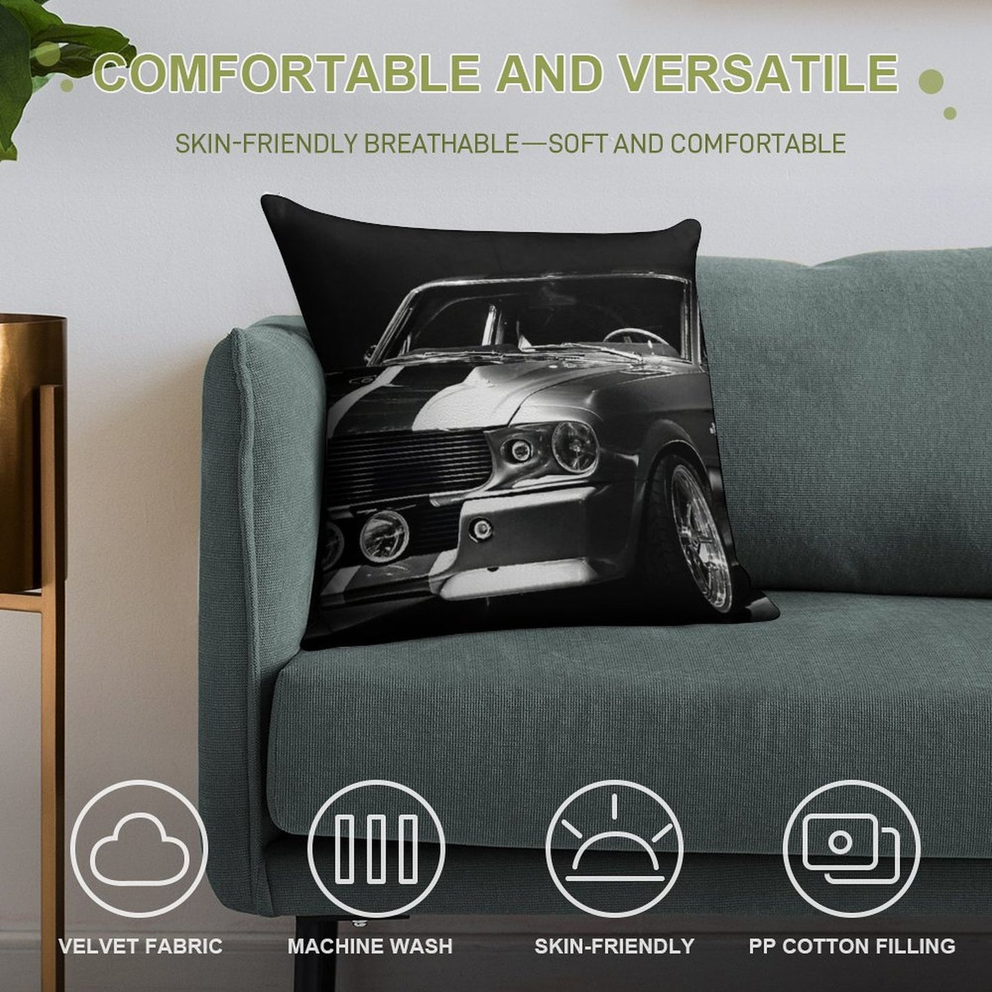 1967 Ford Mustang Shelby GT 500 Soft Luxury Feel Throw Pillow