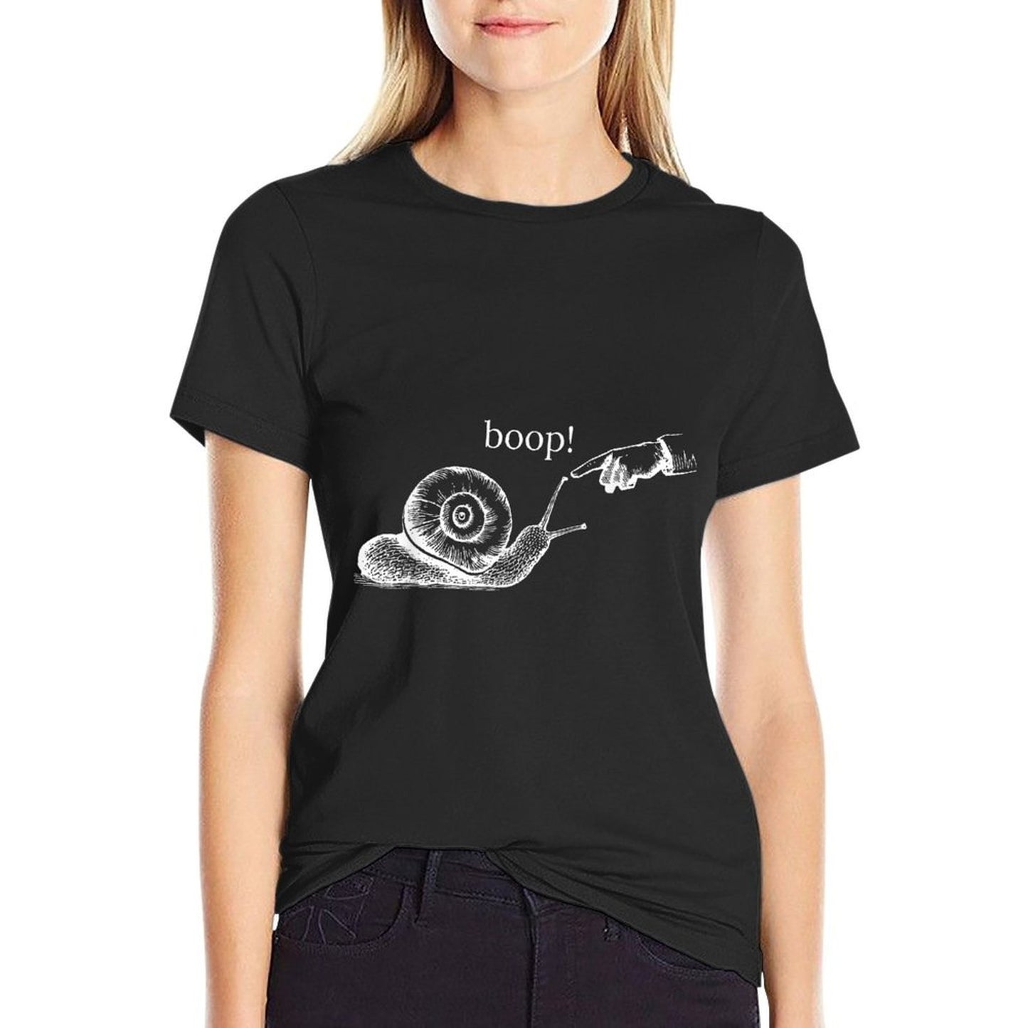 Vintage Hand Boop Snail Nature Lover Insect Snail Pet Owner Ribbed Collar T-Shirt