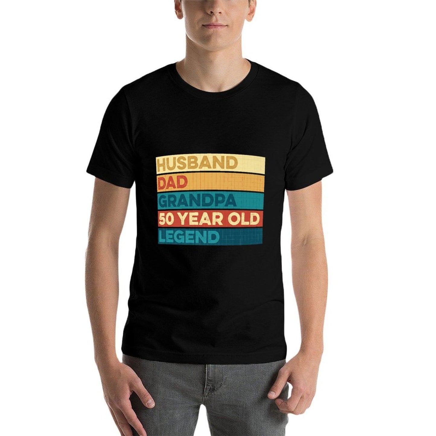 Husband Dad Grandpa 50 Year Old Legend, 50th Birthday Retro Premium Cotton T-Shirt