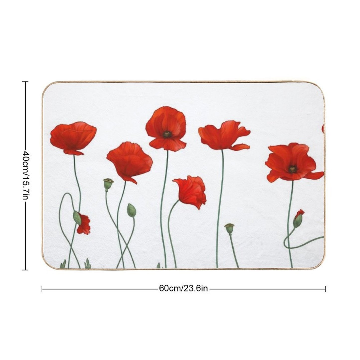 Poppy Stems. Fade-Resistant Bath Mat