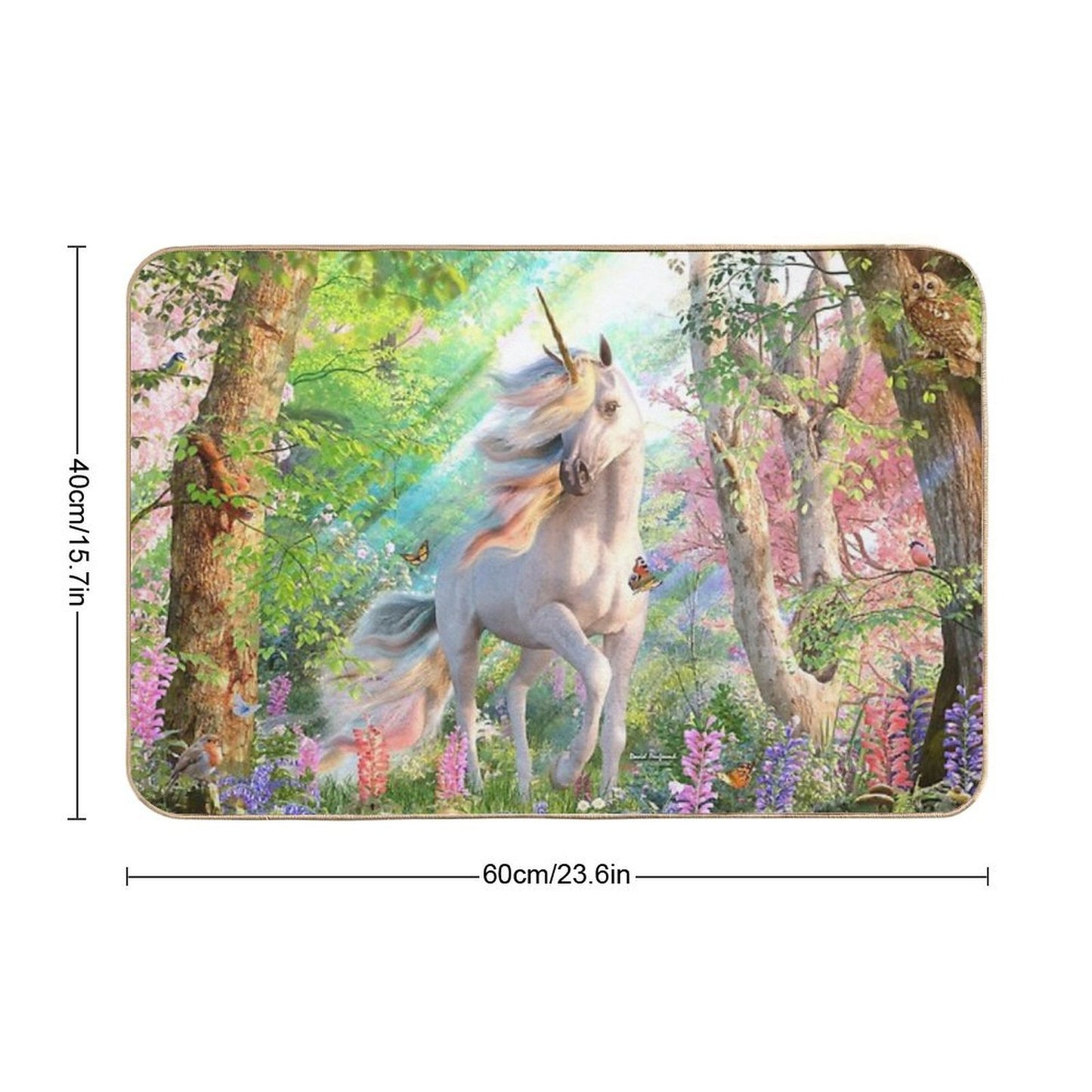 Unicorn Enchanted Forest Slip-Resistant Bath Mat