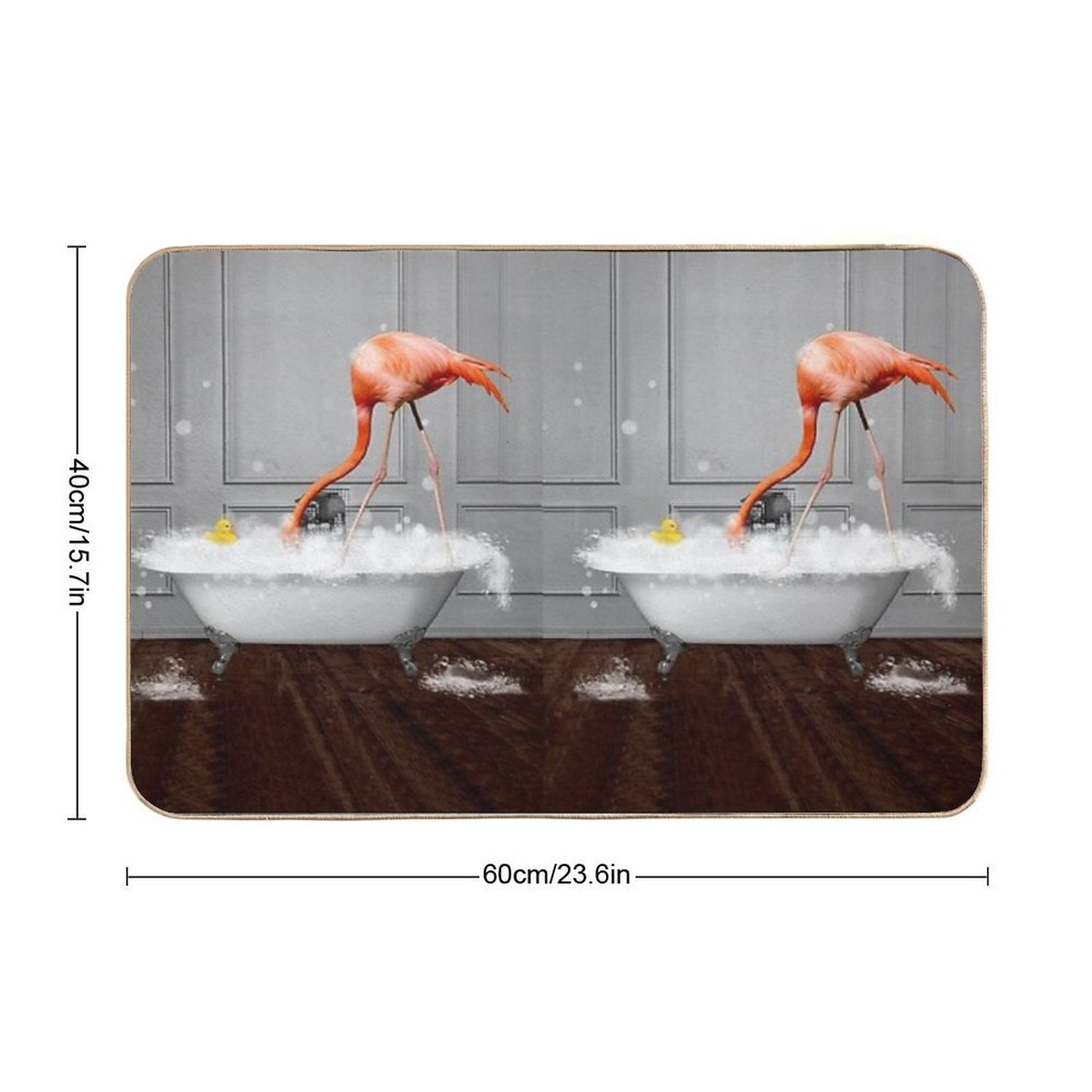 Flamingo on Bathtub Bubble Bath Long-Lasting Bath Mat
