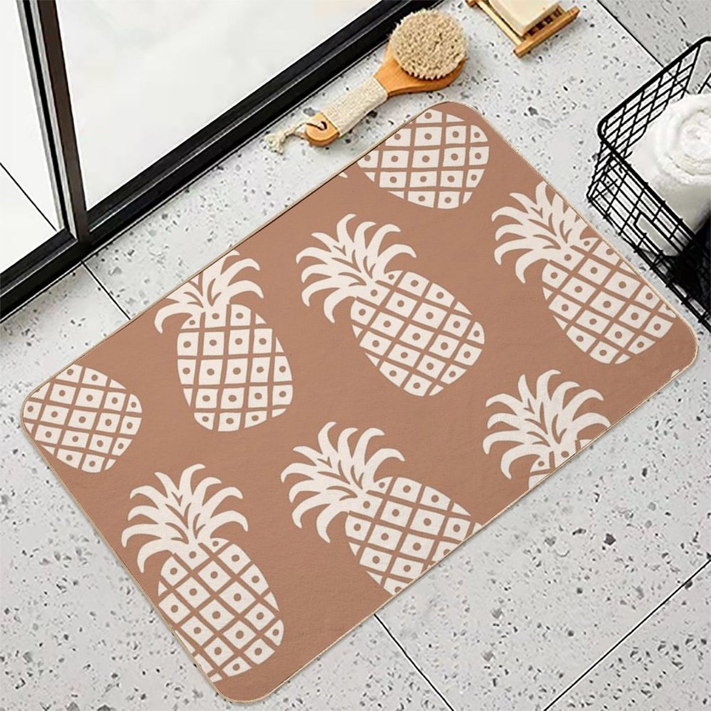 Pineapple Twist 337 Brown And Cream Odorless Bath Mat