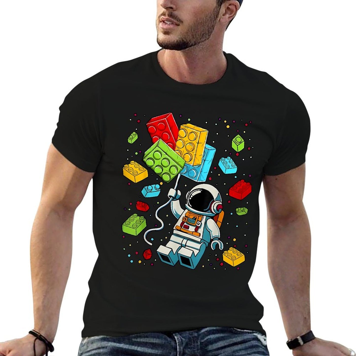 Space Astronaut Master Builder Building Blocks Boys Kids Moisture-wicking T-Shirt