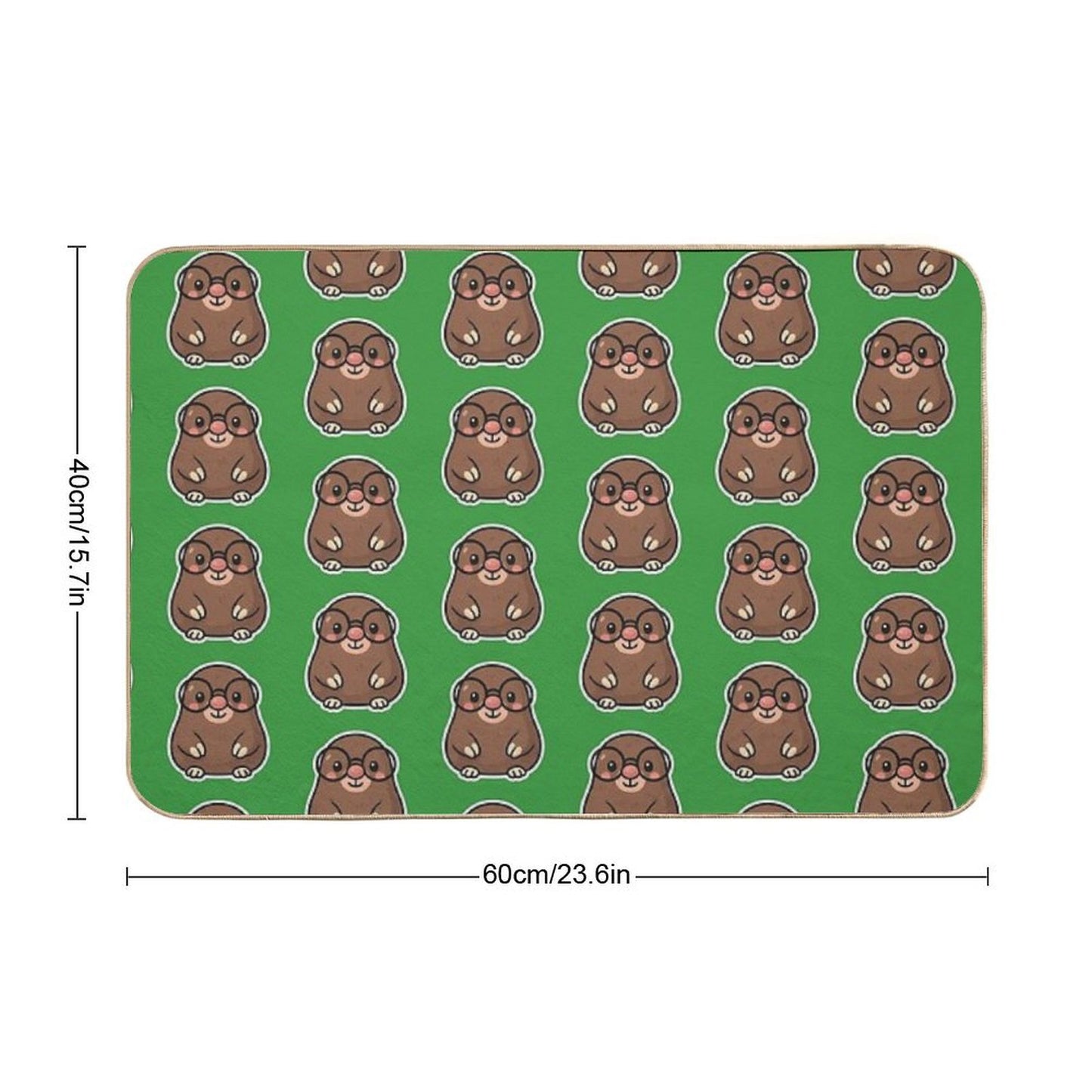 Cute Mole with Big Glasses So He Can See. Dirt-Trapping Bath Mat