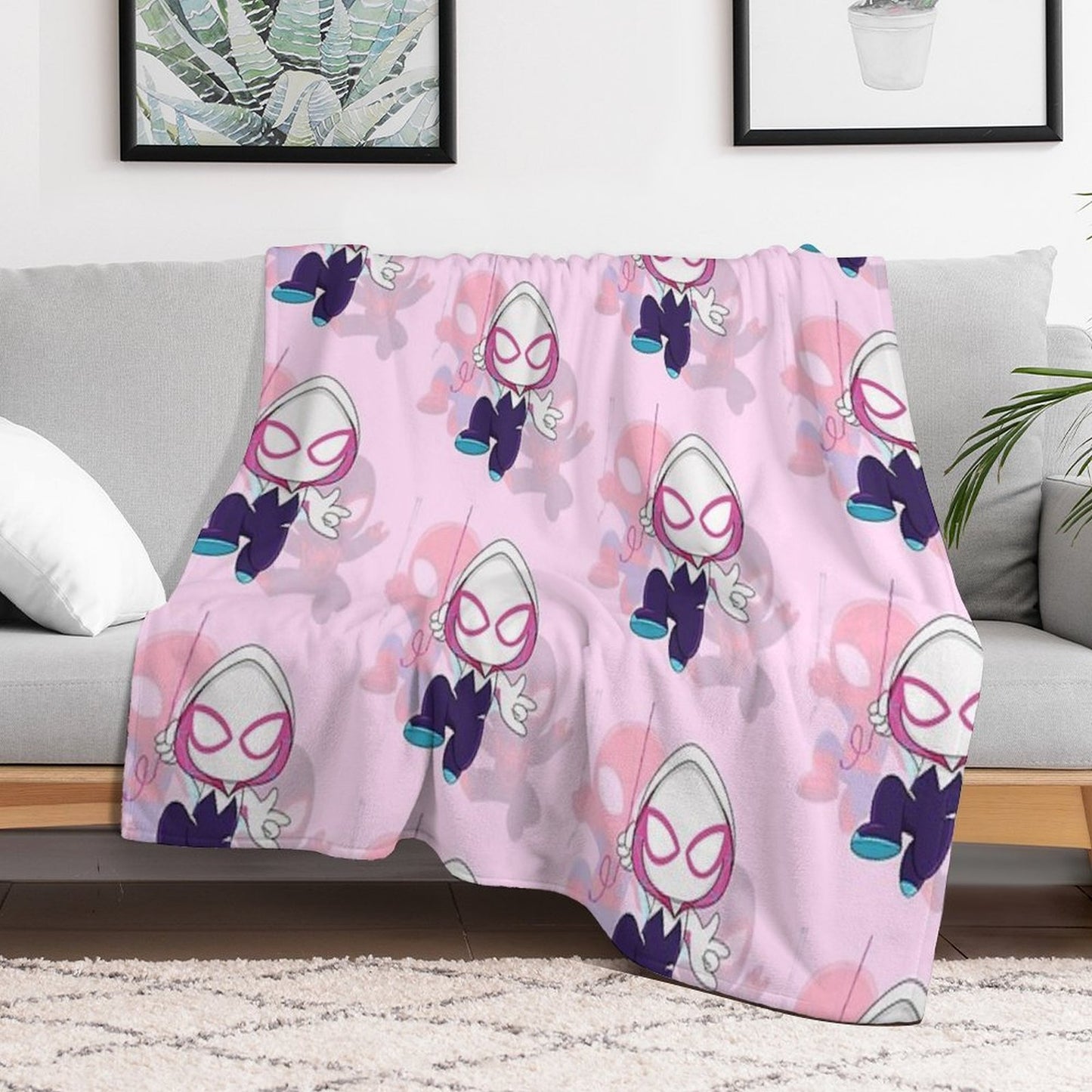 Cartoon Spider Ghost, Cute Baby Spidey Girl, Grl Pwr, Cartoon Ghost Premium Throw Blanket