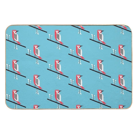 Woodpecker in Blue Durable Bath Mat