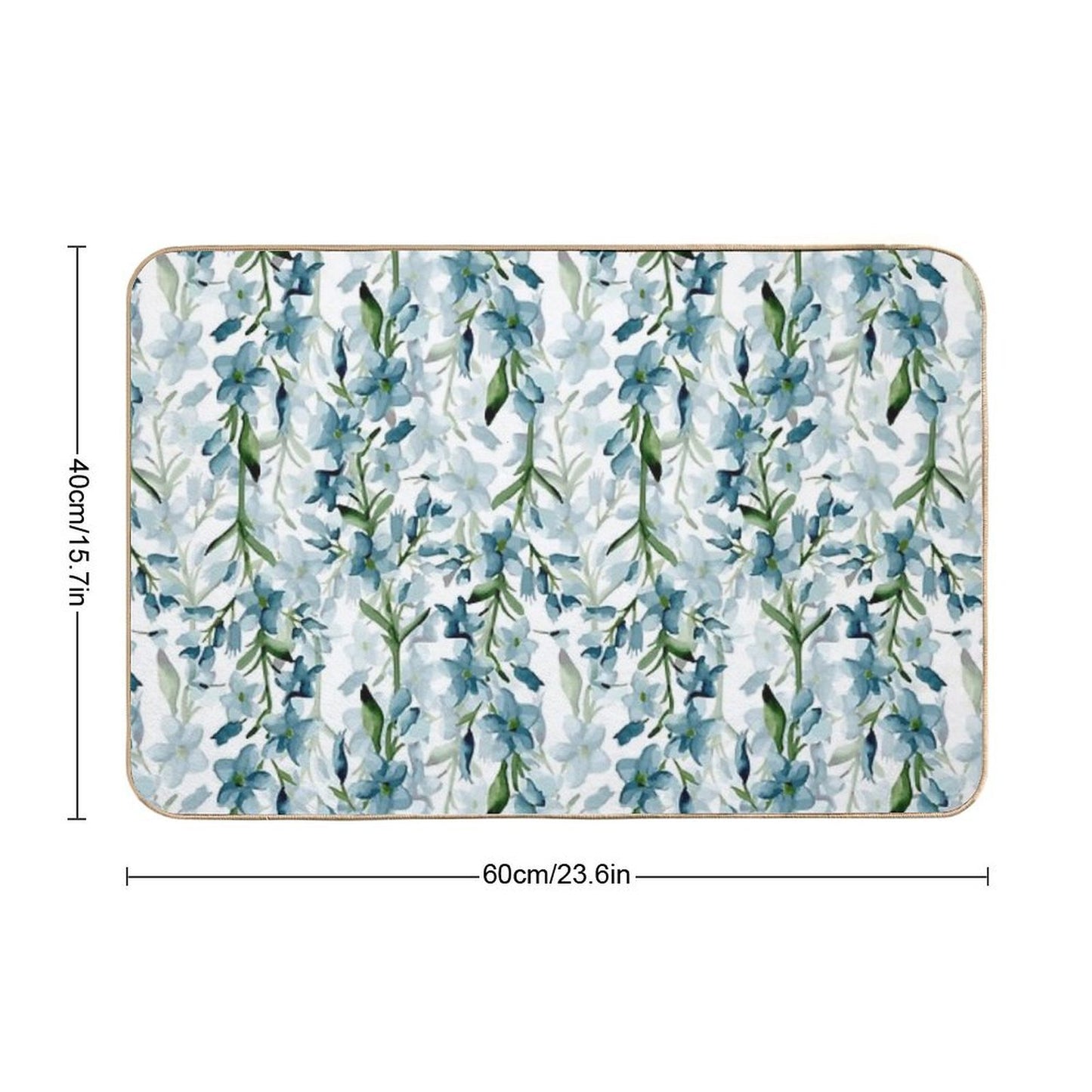 Blue Branches High-Traffic Bath Mat