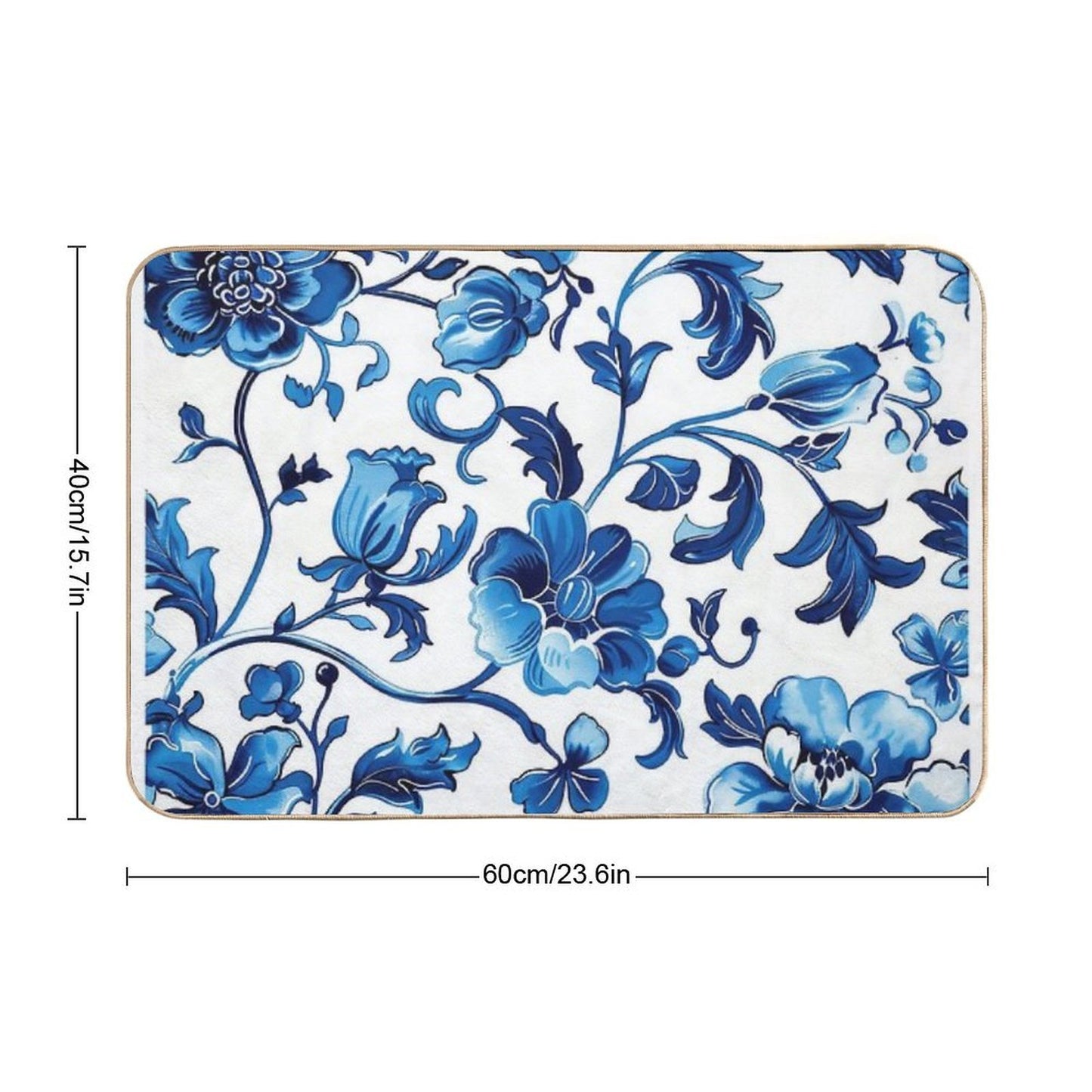 Blue Pattern Stain-Proof Bath Mat