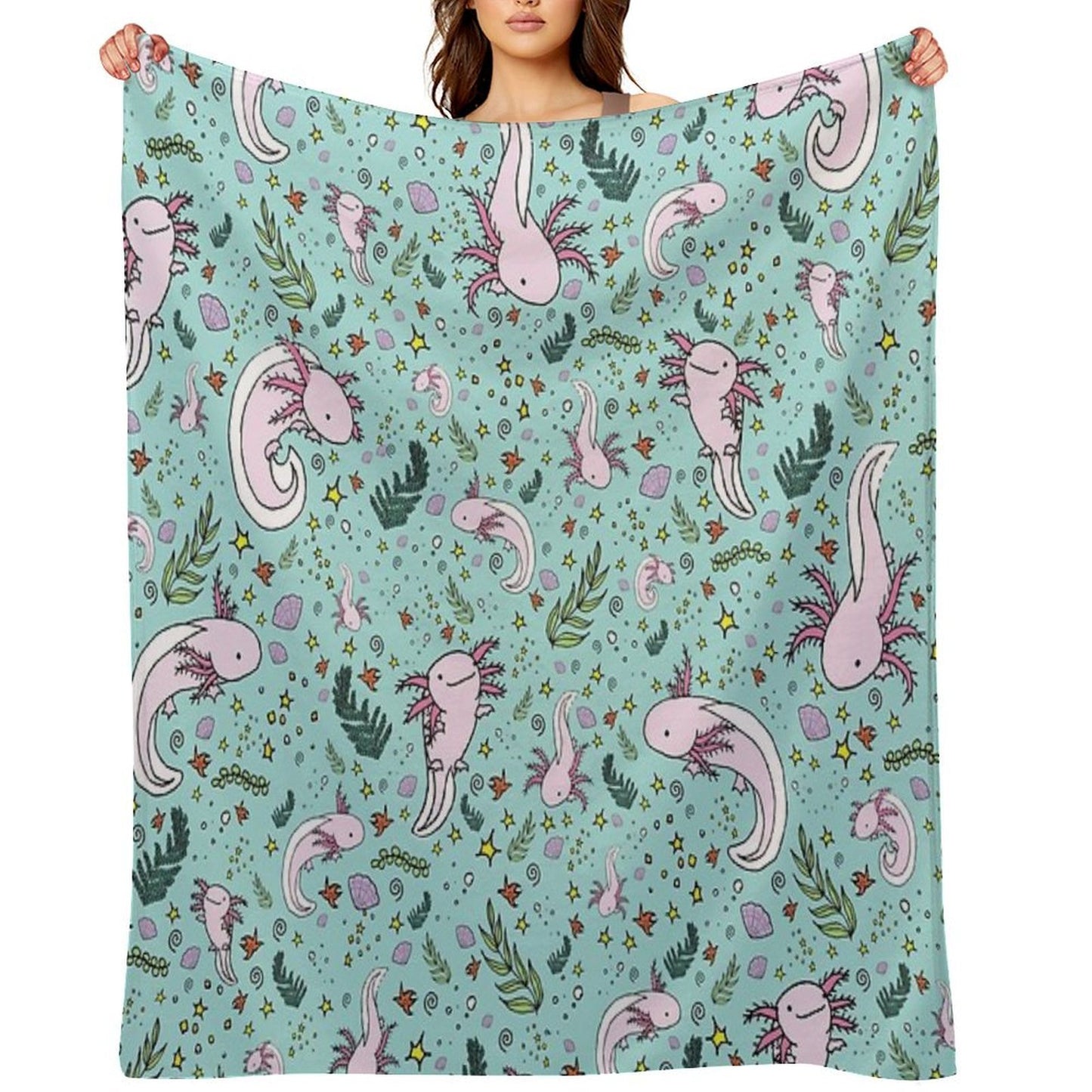 Axolotl Plush Throw Blanket