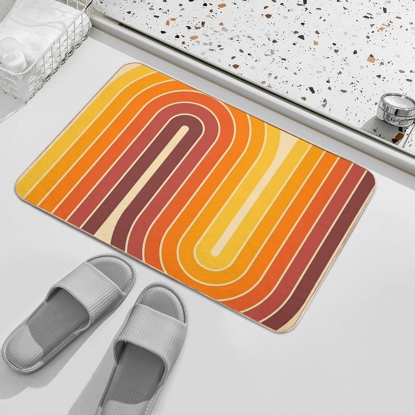 Retro Geometric Double Arch Design 522 Multi-Purpose Bath Mat