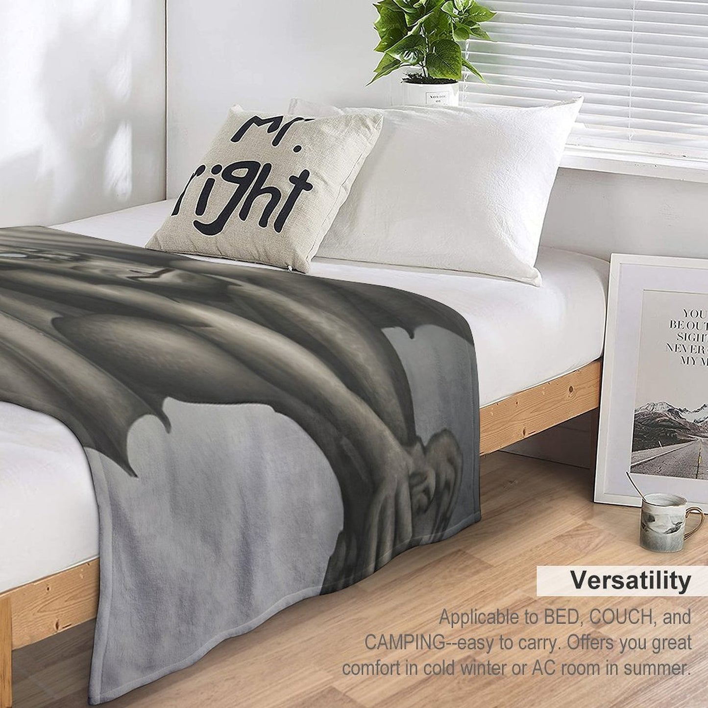 Grotesque Gargoyle Guarding Grandiose Gothicness Plush Throw Blanket