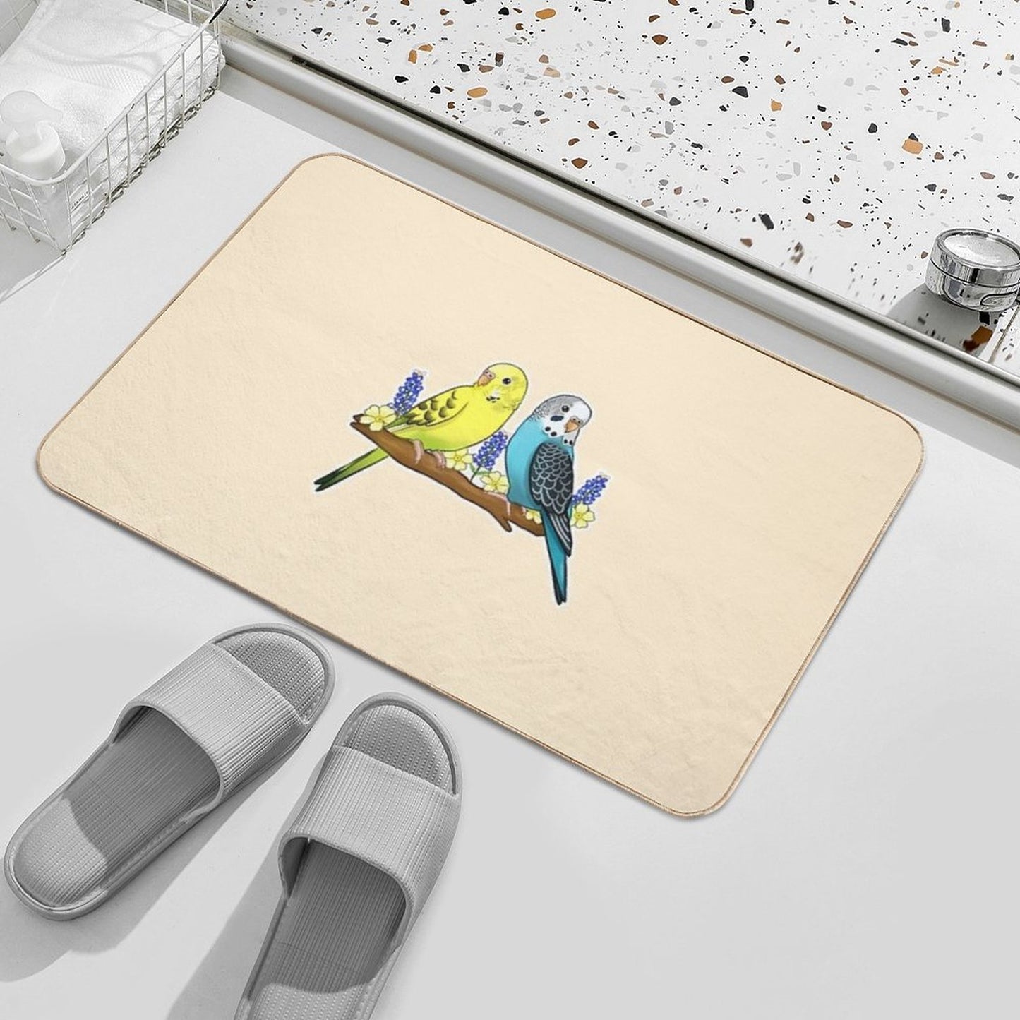 Cute Budgies Rapid-Drying Bath Mat