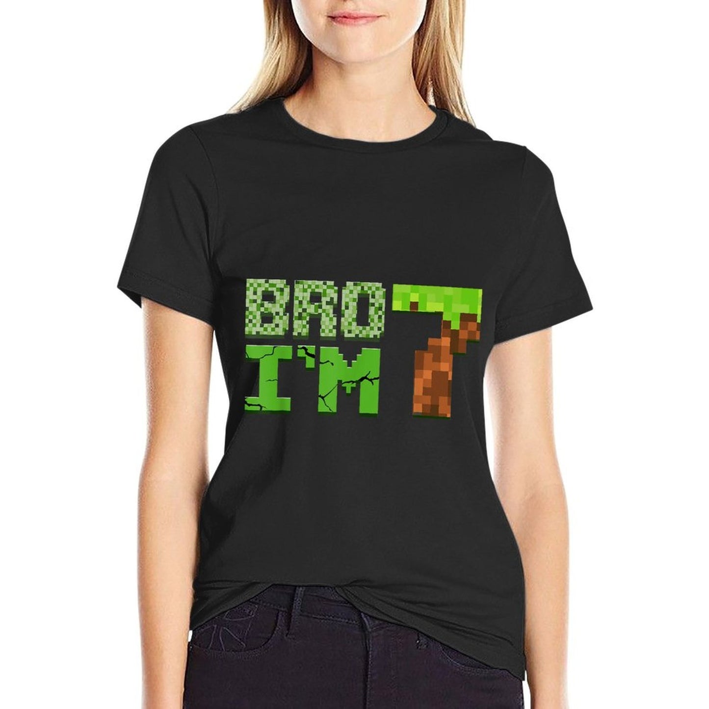 Birthday Boy 7th Birthday 7 Year Old Gamer Pixel Number Durable T-Shirt