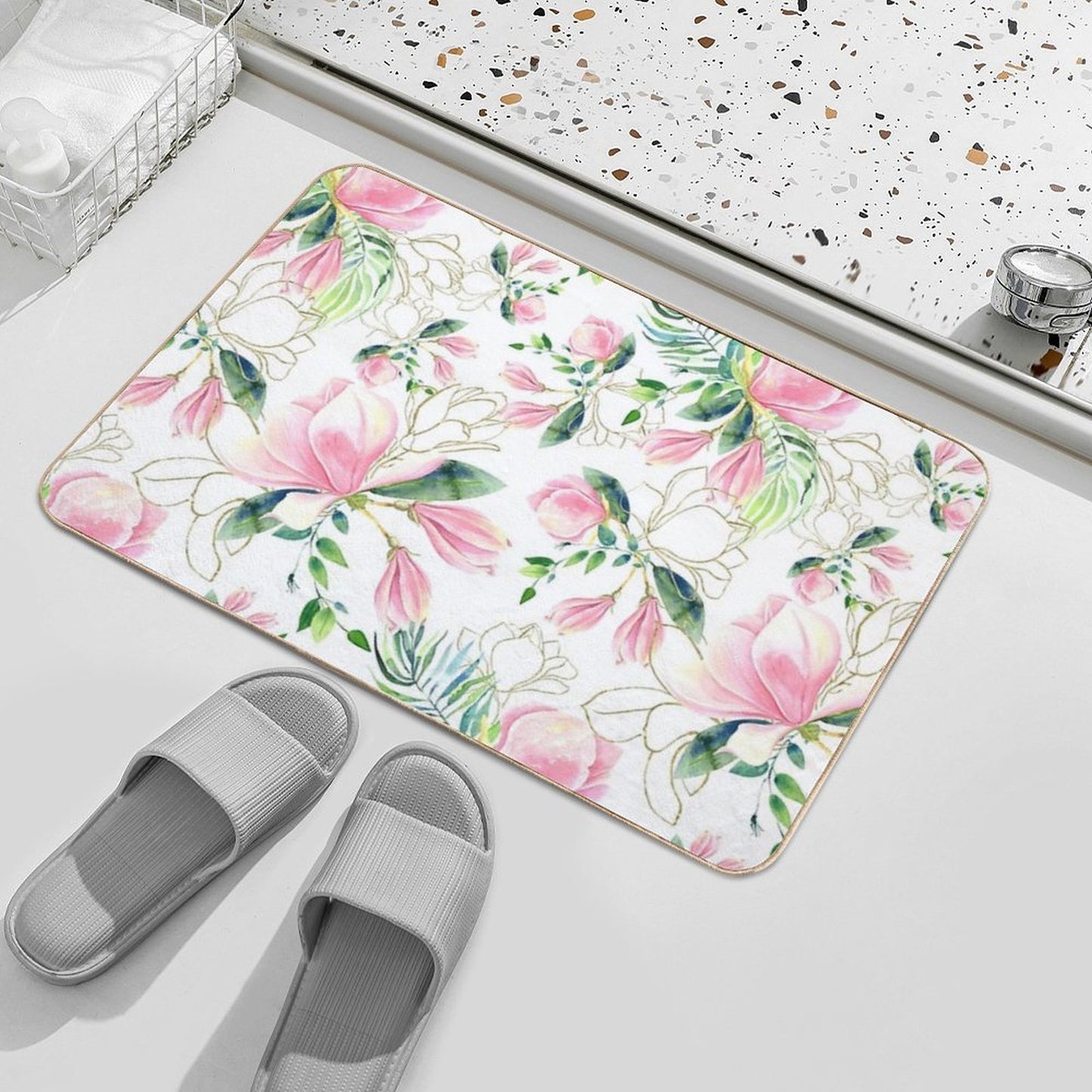 Peonies Easy To Clean Bath Mat