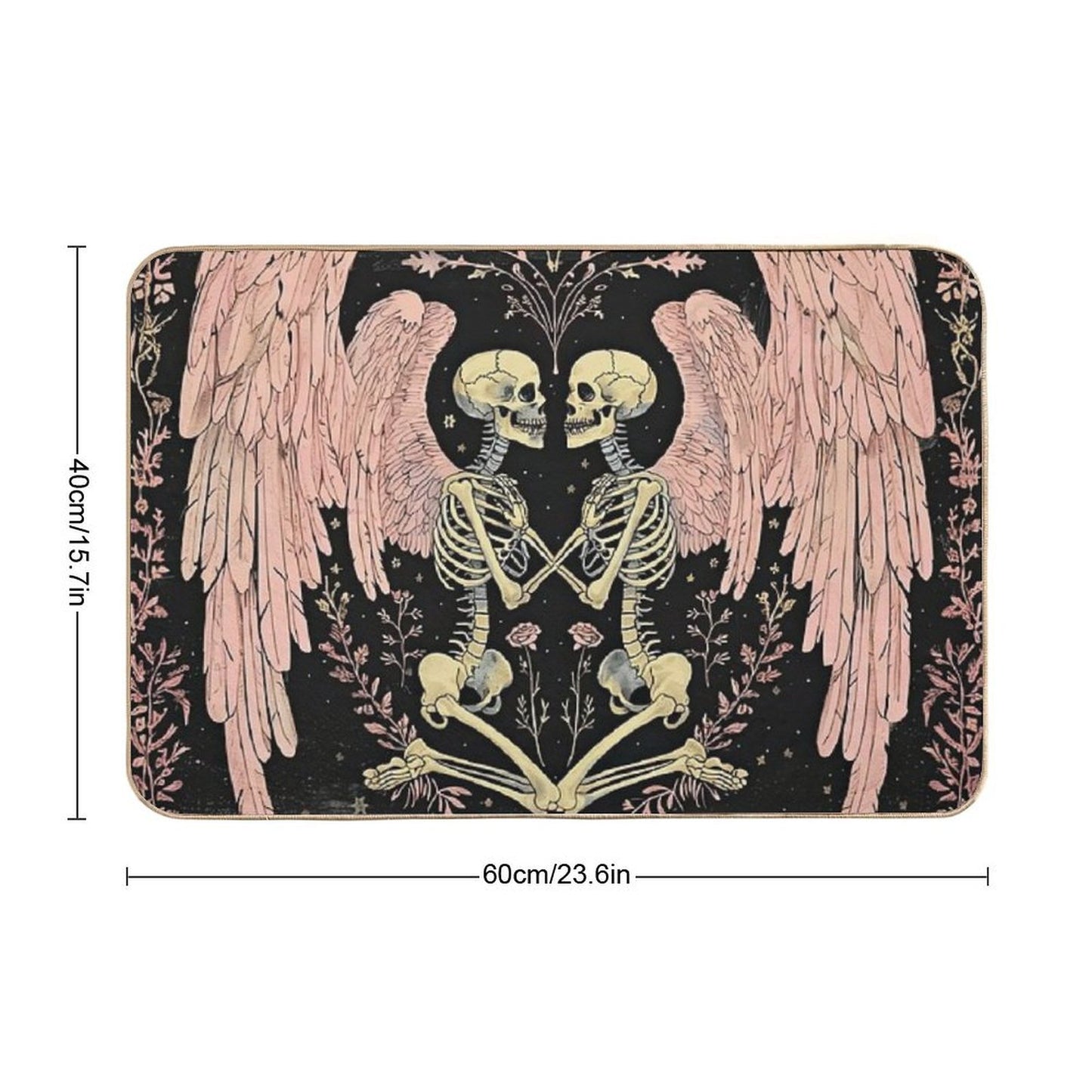 Pink Skeleton Angels And Roses Durable Bath Mat