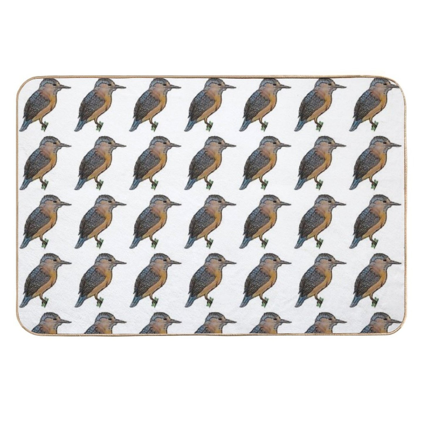 Kingfisher Drawing Fade-Resistant Bath Mat