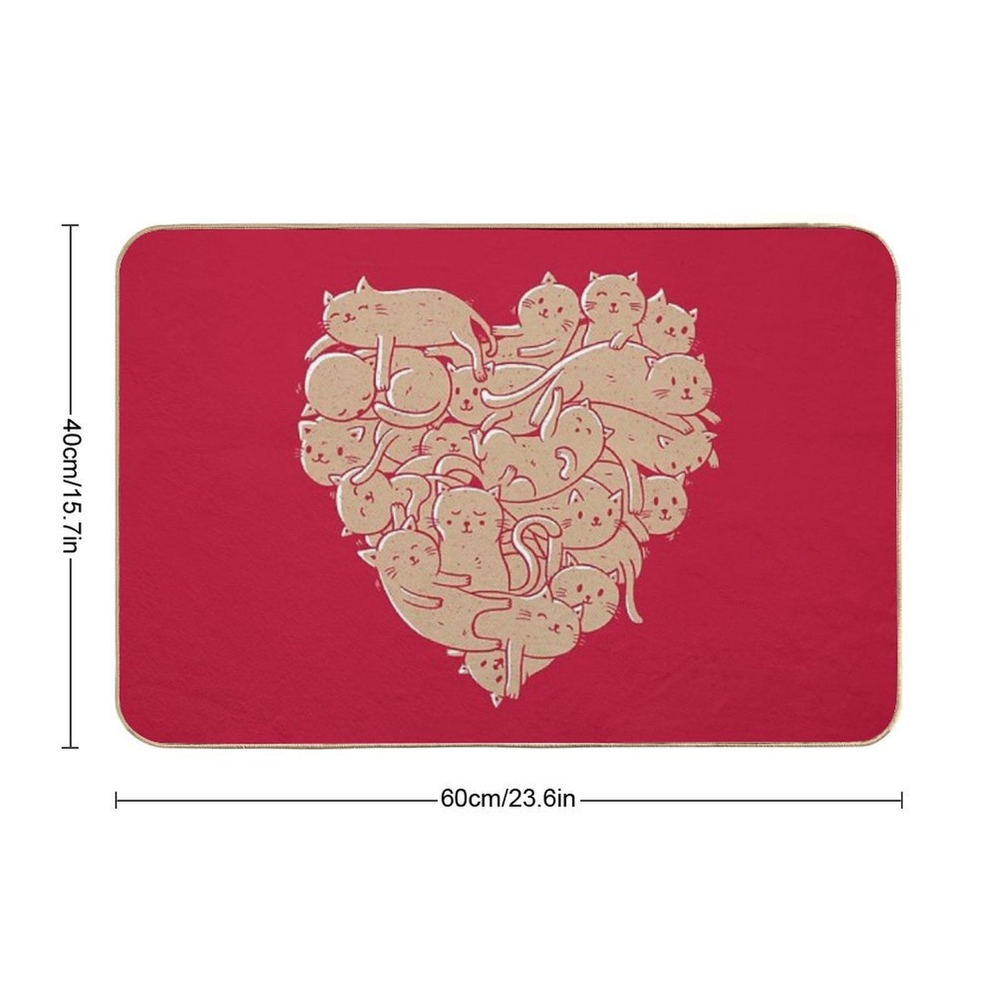 I Love Cats Heart Easy Maintenance Bath Mat