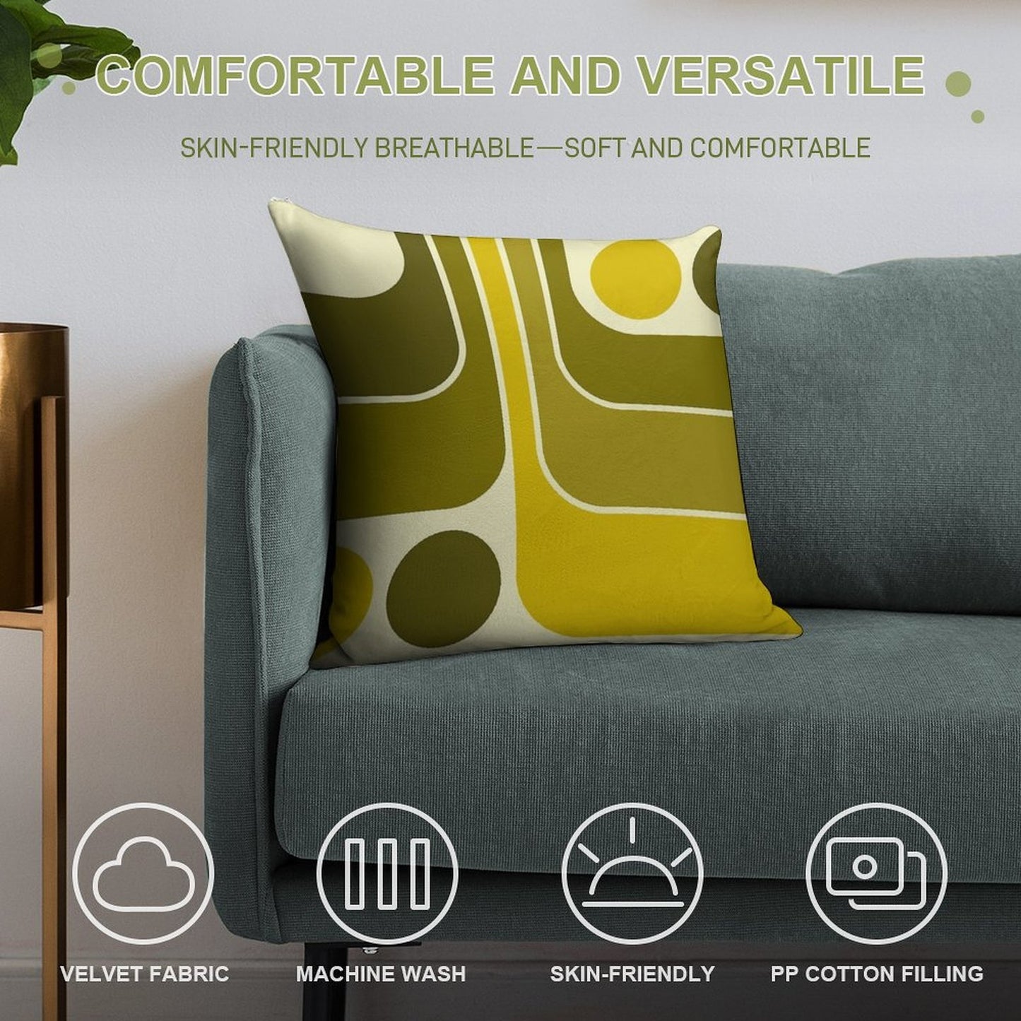 Retro Geometric Design 632 Soft Hidden Zipper Throw Pillow