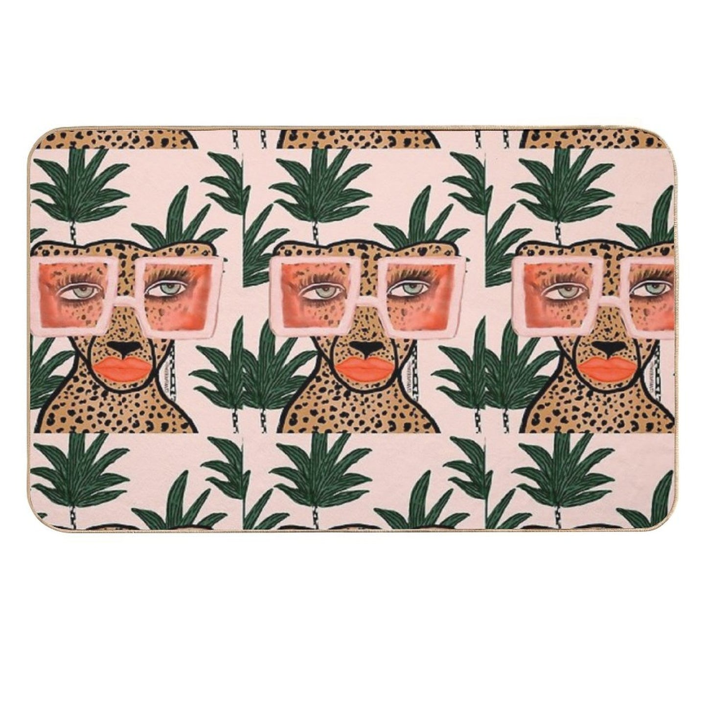 Tropical Glam Cat Easy To Clean Bath Mat