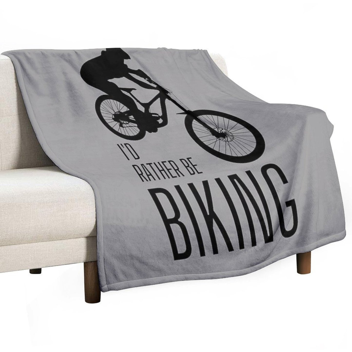 I'd Rather Be Biking. MTB. Mountain Biker. Downhill. Black Lightweight Throw Blanket